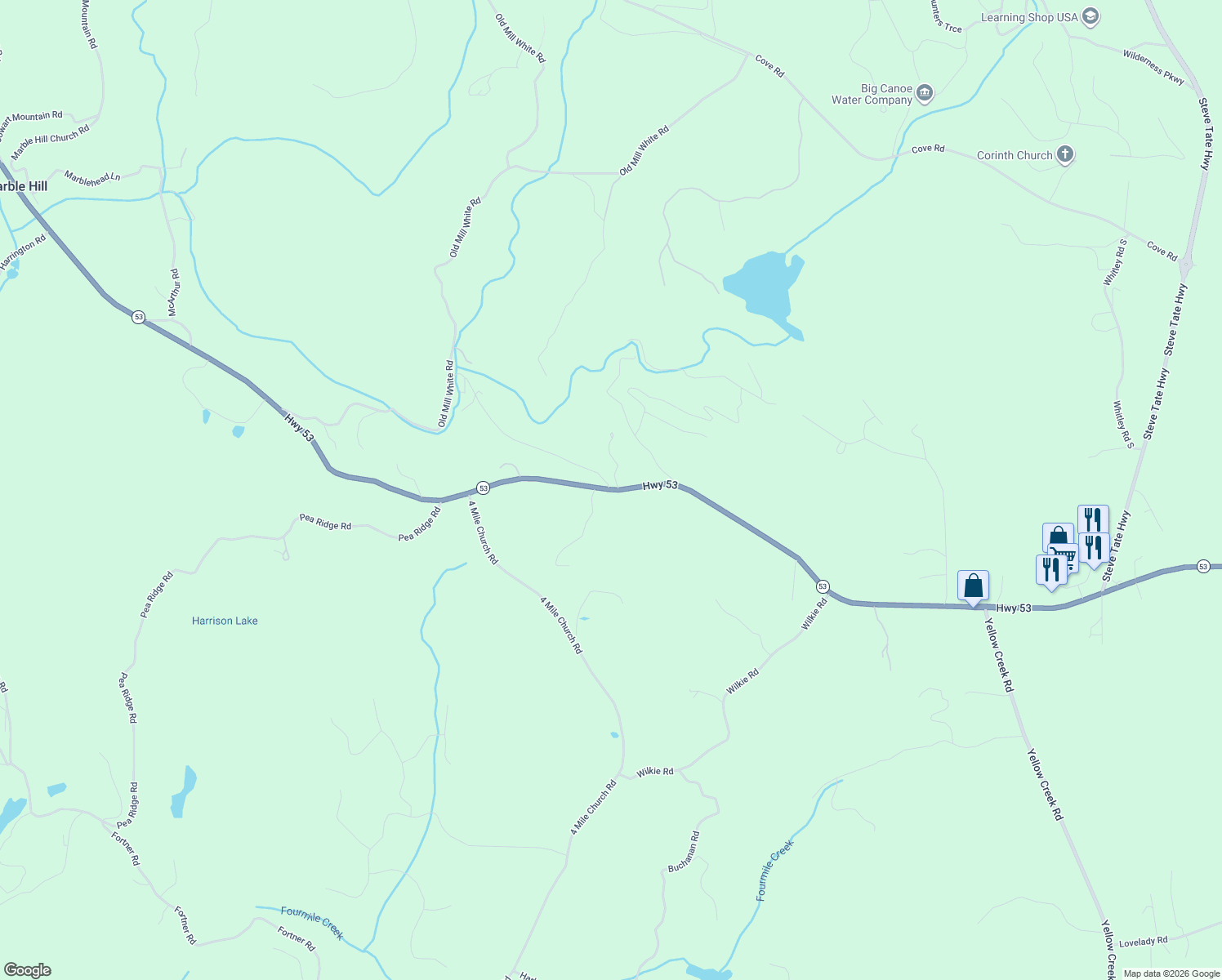 map of restaurants, bars, coffee shops, grocery stores, and more near 188 Chastain Court in Marble Hill