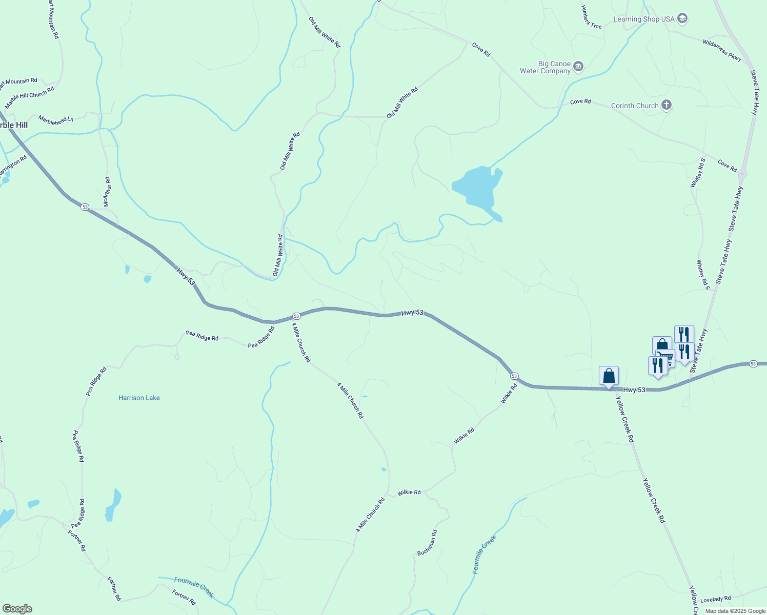 map of restaurants, bars, coffee shops, grocery stores, and more near 0 Chastain Court in Marble Hill