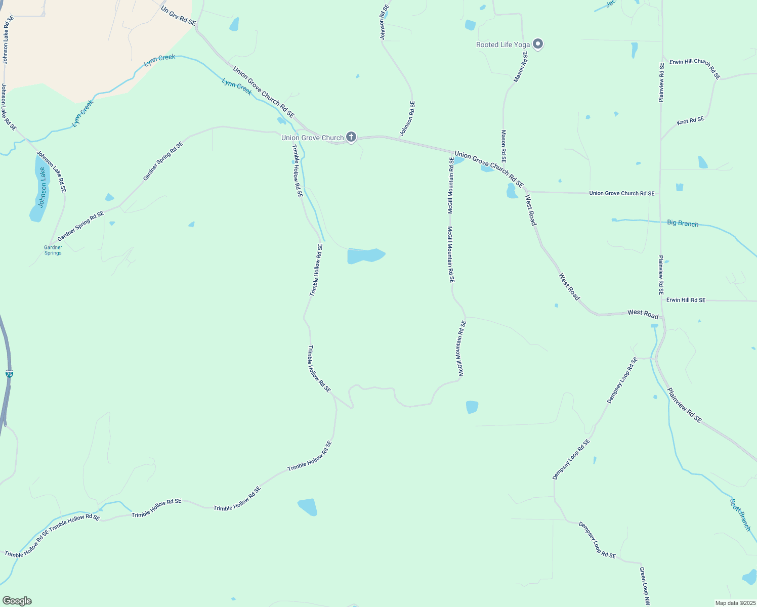 map of restaurants, bars, coffee shops, grocery stores, and more near 352 Bearden Lake Road Southeast in Adairsville
