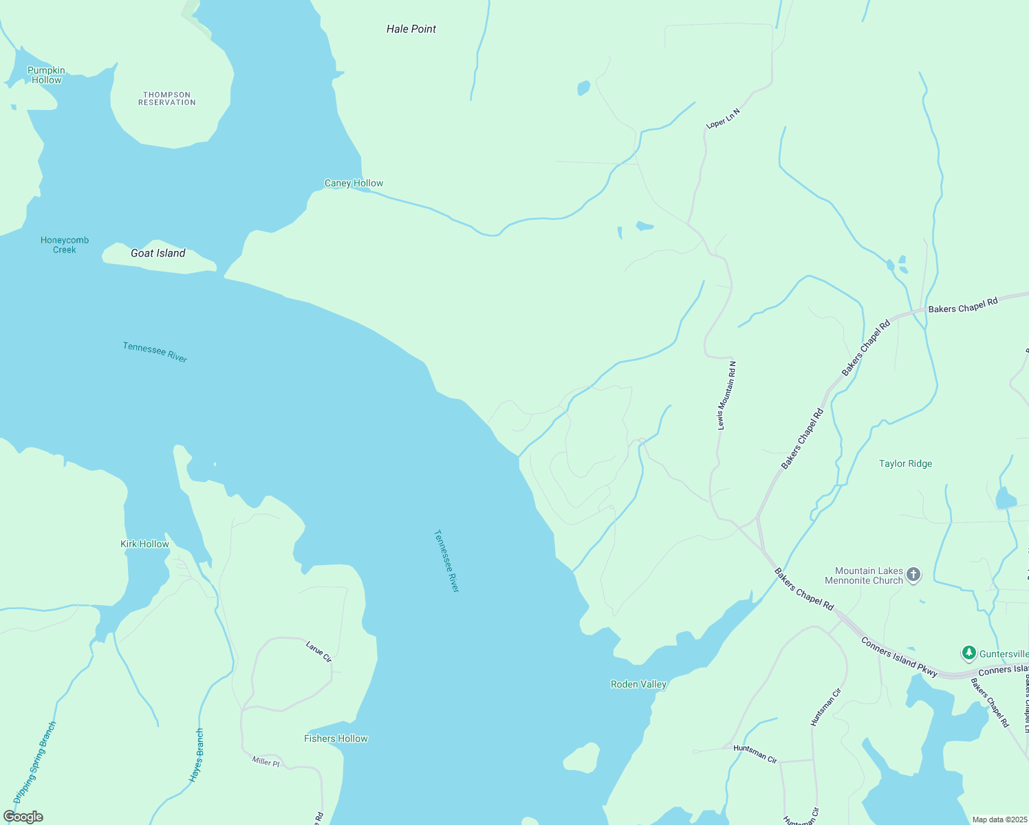 map of restaurants, bars, coffee shops, grocery stores, and more near 399 Moores Road in Guntersville