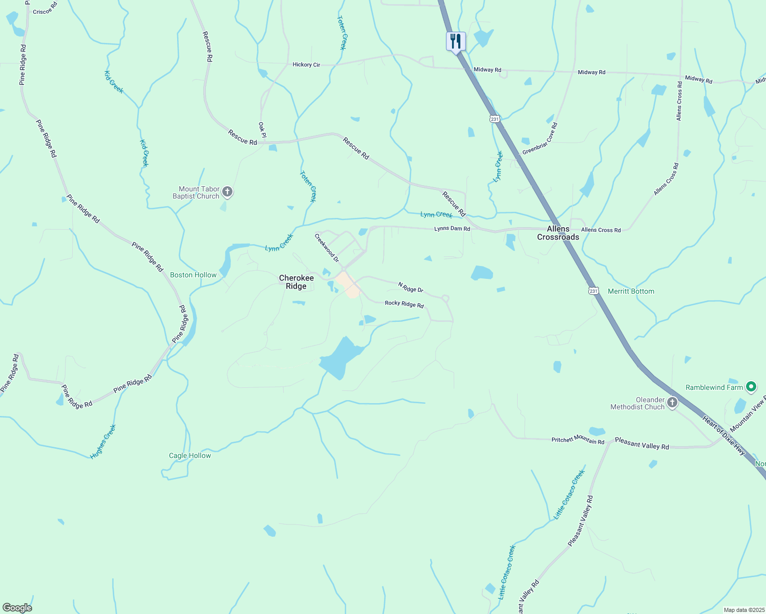 map of restaurants, bars, coffee shops, grocery stores, and more near 252 Rocky Ridge Road in Union Grove