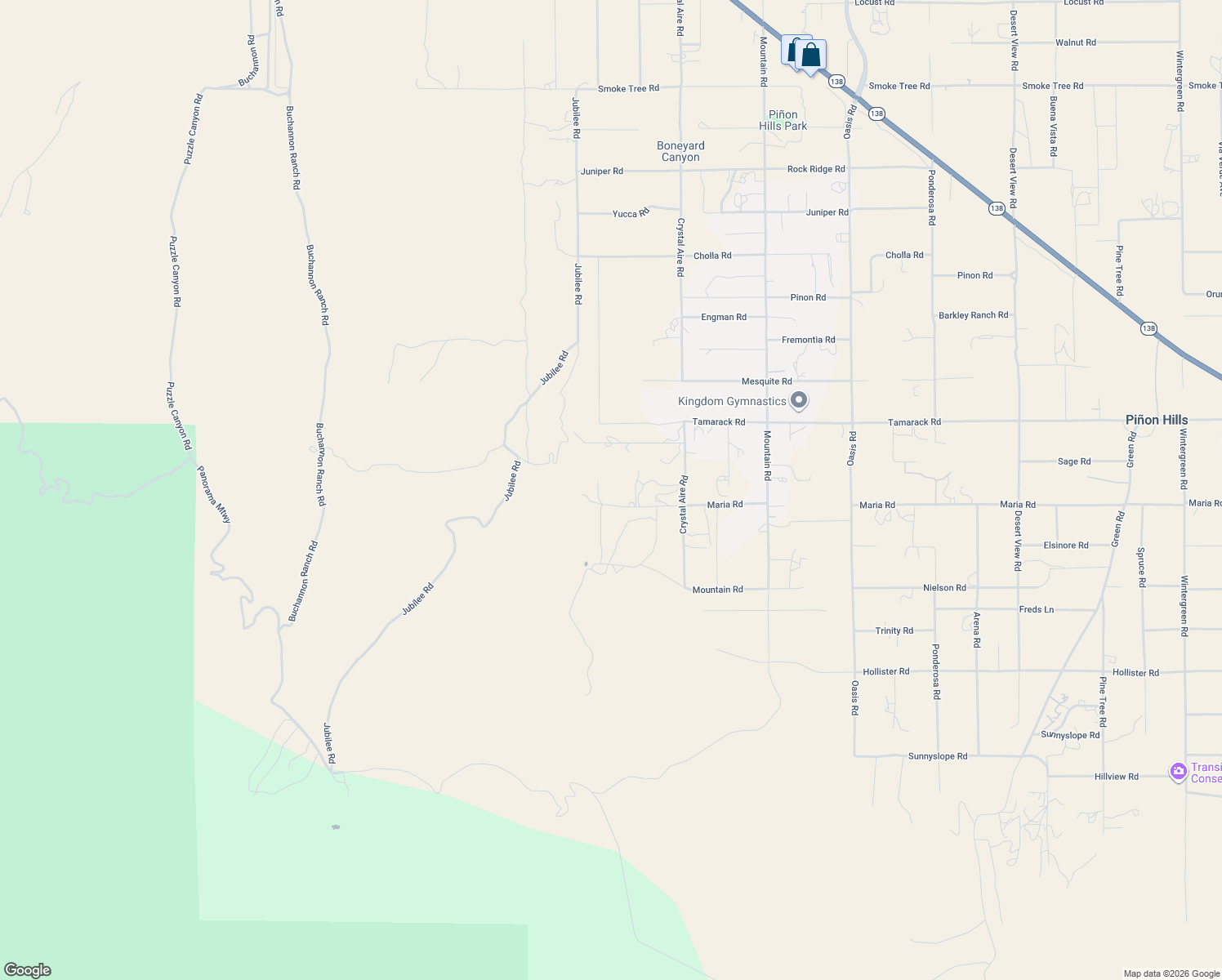 map of restaurants, bars, coffee shops, grocery stores, and more near 9539 Soledad Road in Pinon Hills
