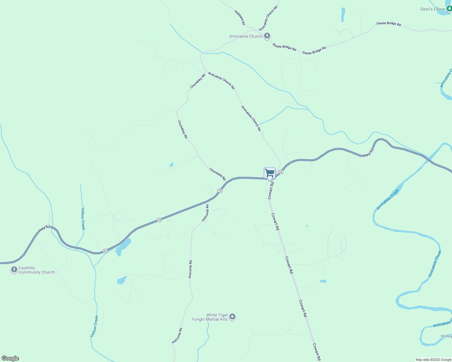 map of restaurants, bars, coffee shops, grocery stores, and more near 306 Chumbley Road in Dawsonville