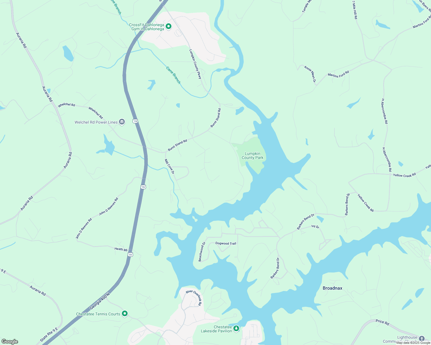 map of restaurants, bars, coffee shops, grocery stores, and more near 479 Lakeview Drive in Dahlonega
