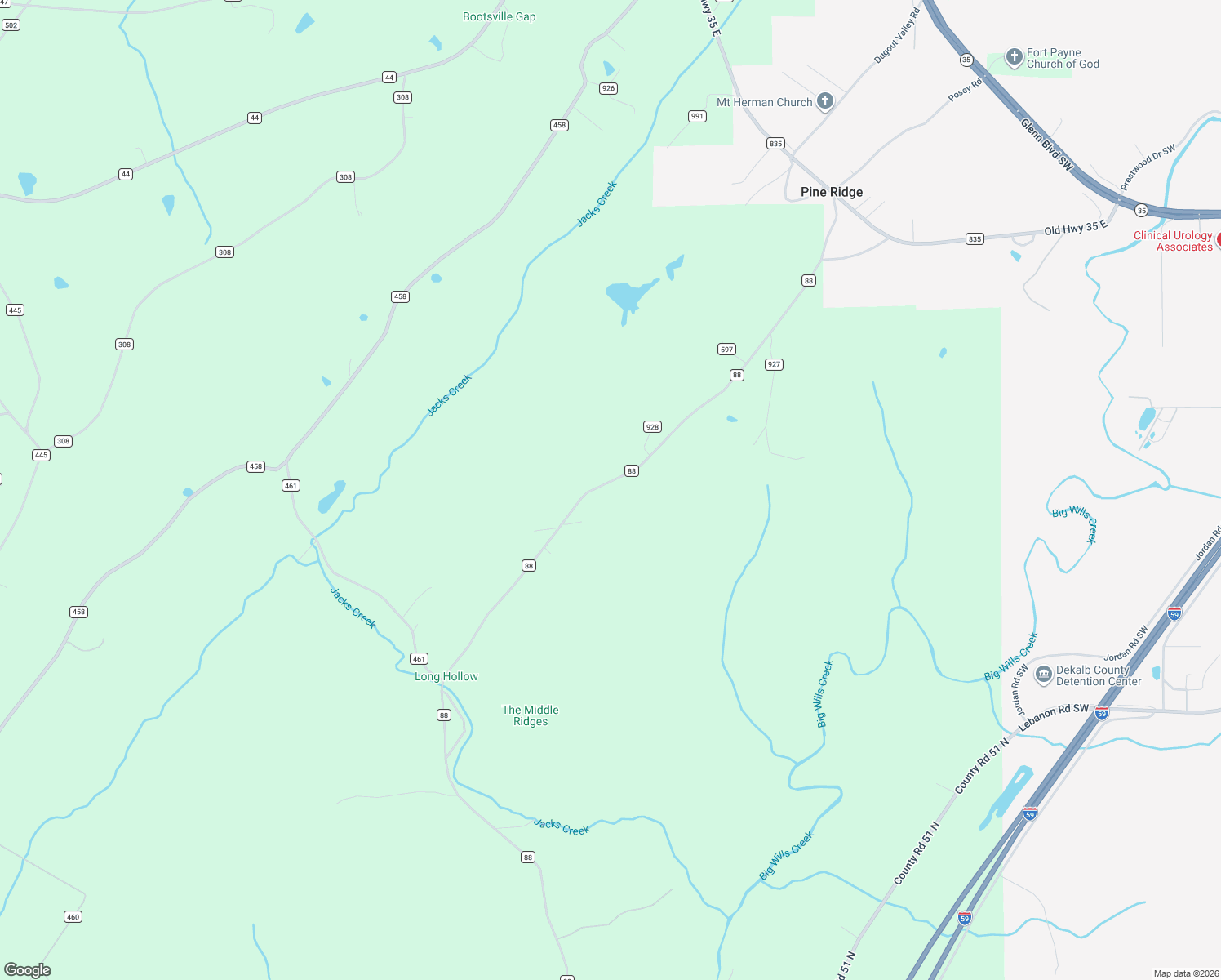 map of restaurants, bars, coffee shops, grocery stores, and more near 895 County Road 88 in Fort Payne