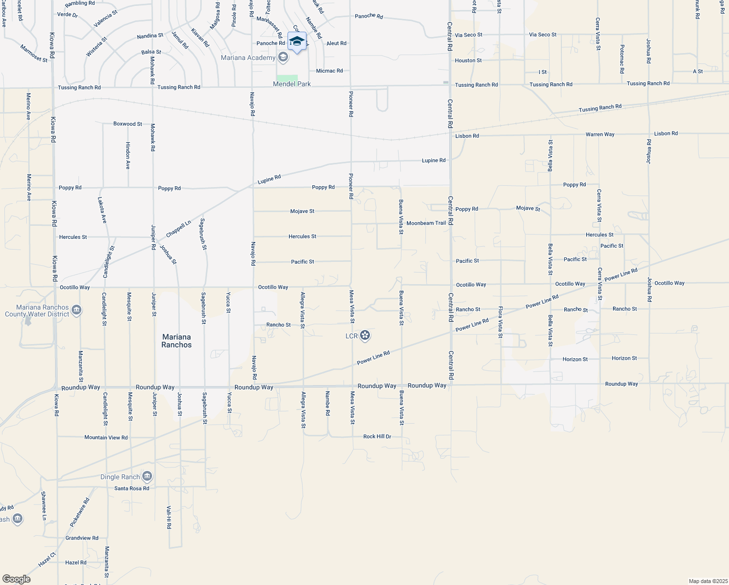 map of restaurants, bars, coffee shops, grocery stores, and more near 9675 Mesa Vista Street in Apple Valley