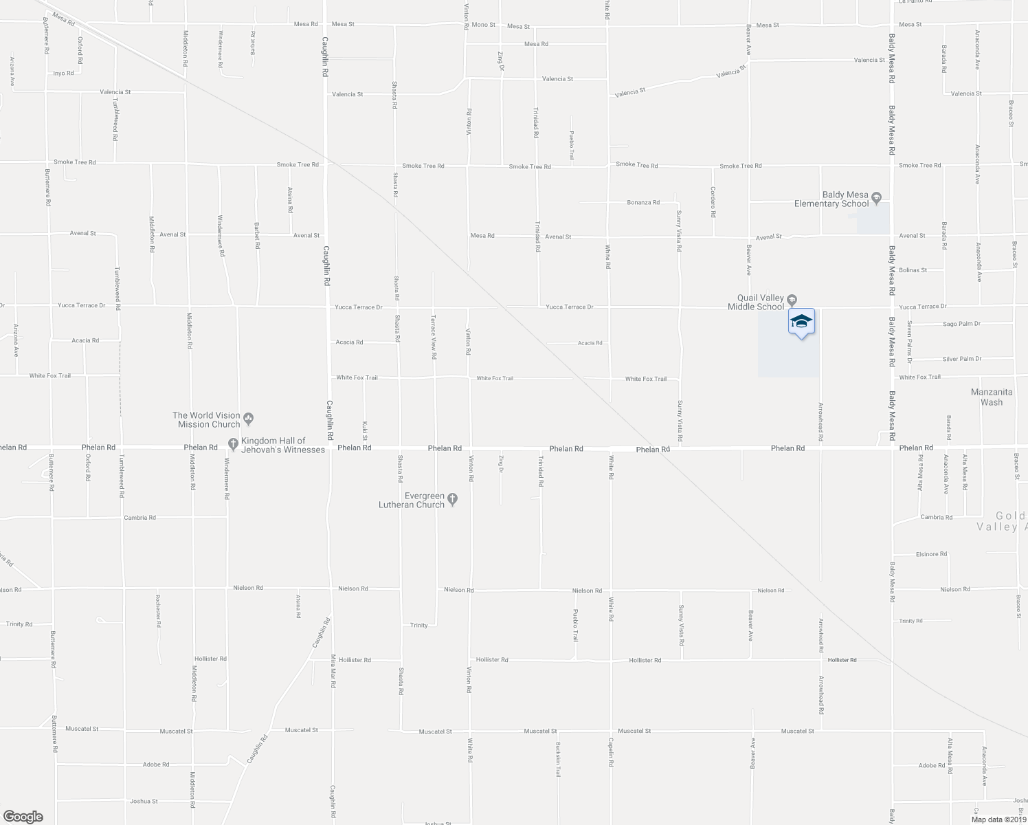 map of restaurants, bars, coffee shops, grocery stores, and more near 8642 Phelan Road in Phelan