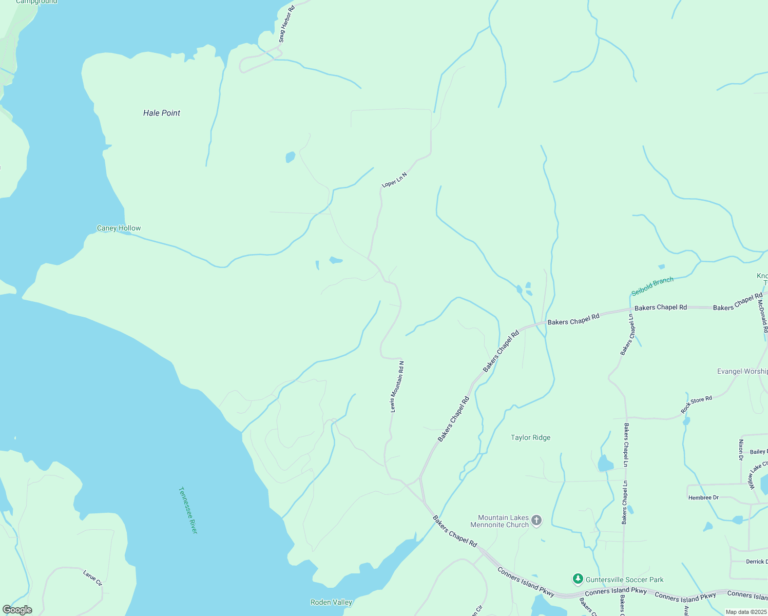 map of restaurants, bars, coffee shops, grocery stores, and more near 1177 Lewis Mountain Road North in Guntersville