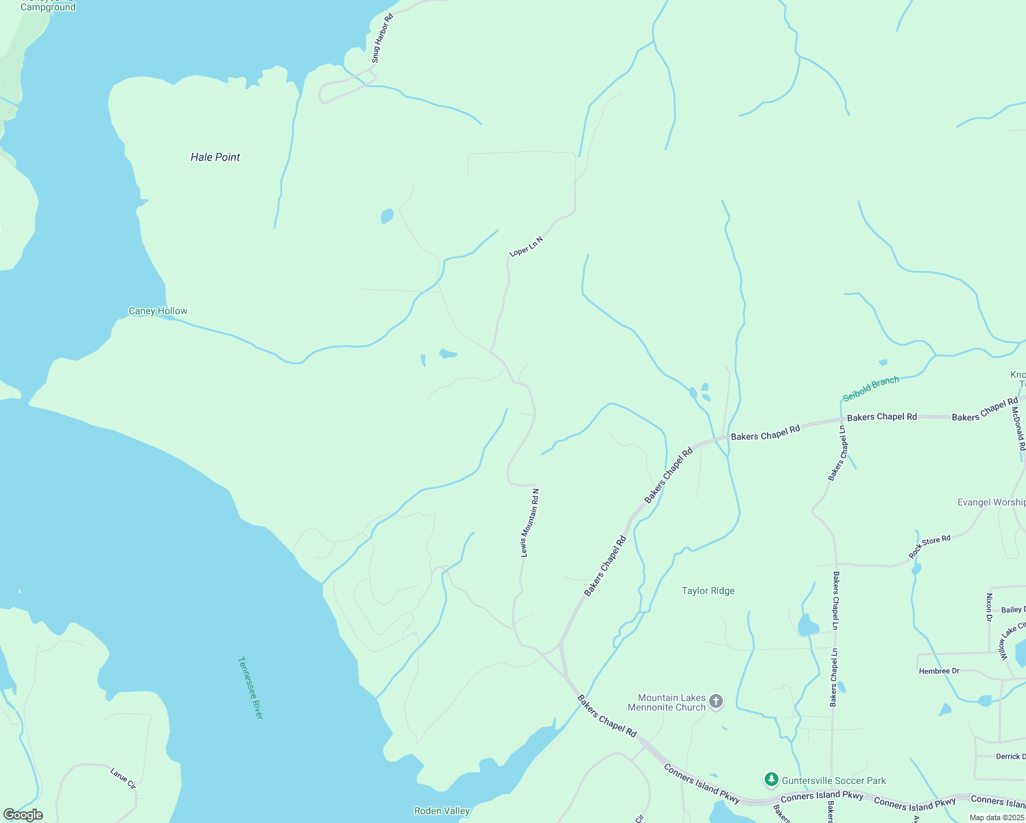 map of restaurants, bars, coffee shops, grocery stores, and more near 1177 Lewis Mountain Road North in Guntersville