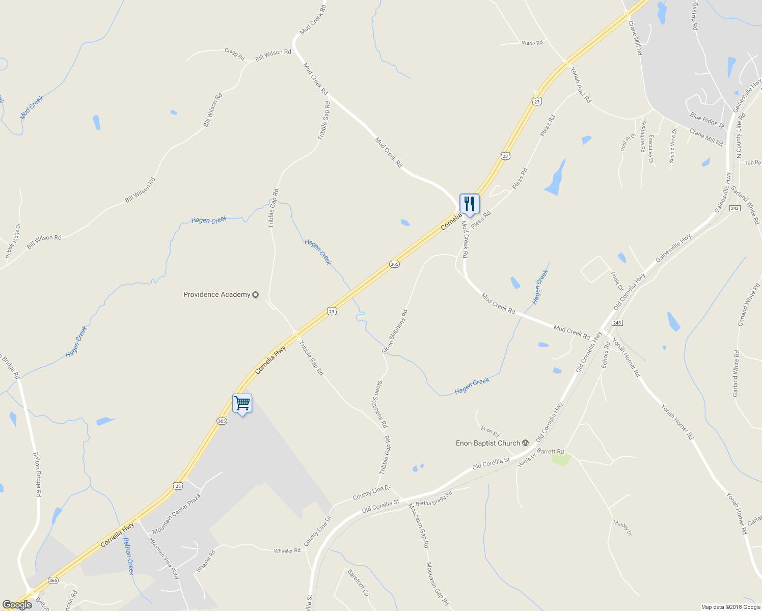 map of restaurants, bars, coffee shops, grocery stores, and more near 7269 Sloan Stephens Road in Alto