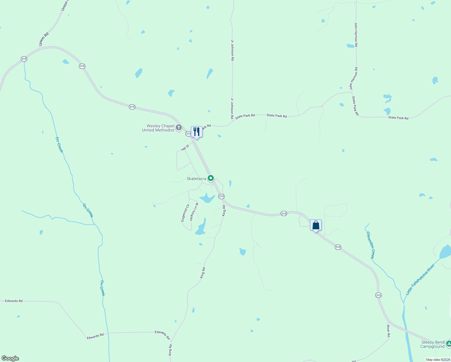 map of restaurants, bars, coffee shops, grocery stores, and more near 1948 King Road in Sardis