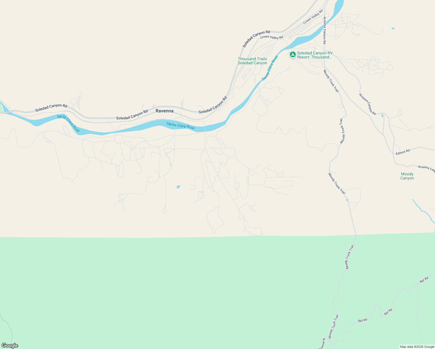 map of restaurants, bars, coffee shops, grocery stores, and more near Bootlegger Canyon Road in Los Angeles County