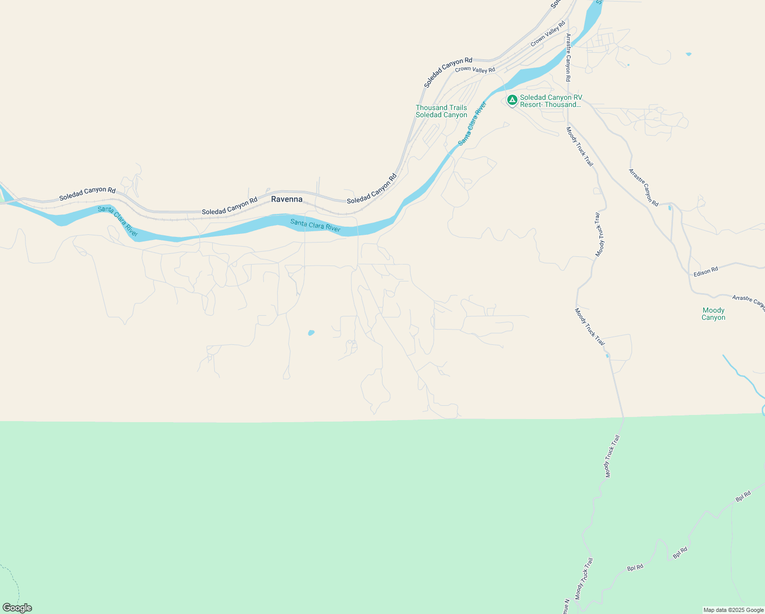 map of restaurants, bars, coffee shops, grocery stores, and more near Bootlegger Canyon Road in Los Angeles County