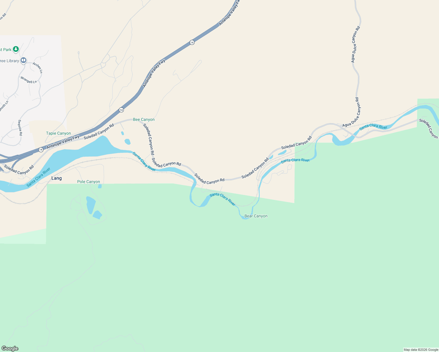 map of restaurants, bars, coffee shops, grocery stores, and more near 11554 Soledad Canyon Road in Santa Clarita