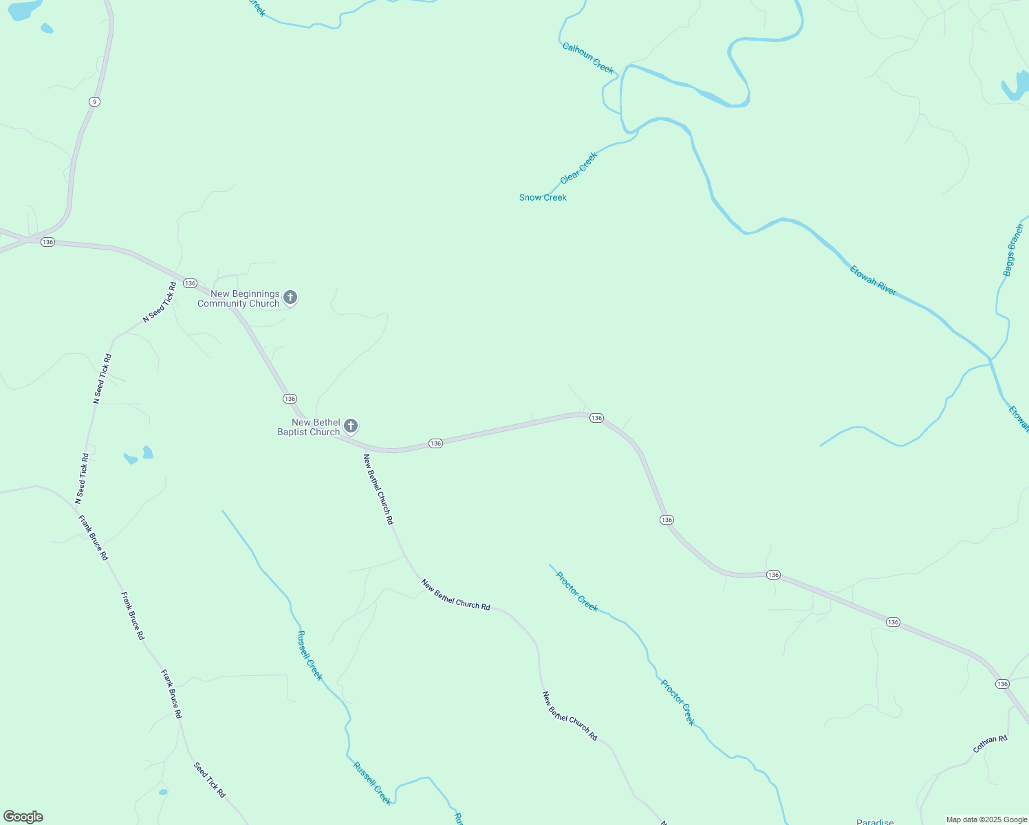 map of restaurants, bars, coffee shops, grocery stores, and more near 2103 Georgia 136 in Dawsonville