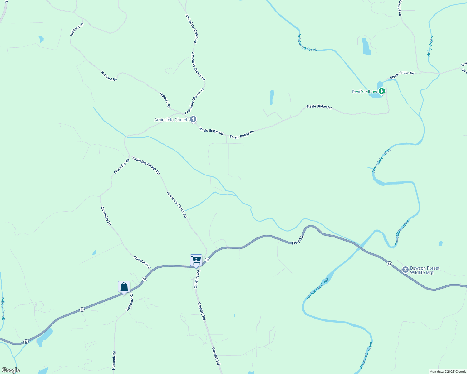 map of restaurants, bars, coffee shops, grocery stores, and more near 0 Stone Place Court in Dawsonville