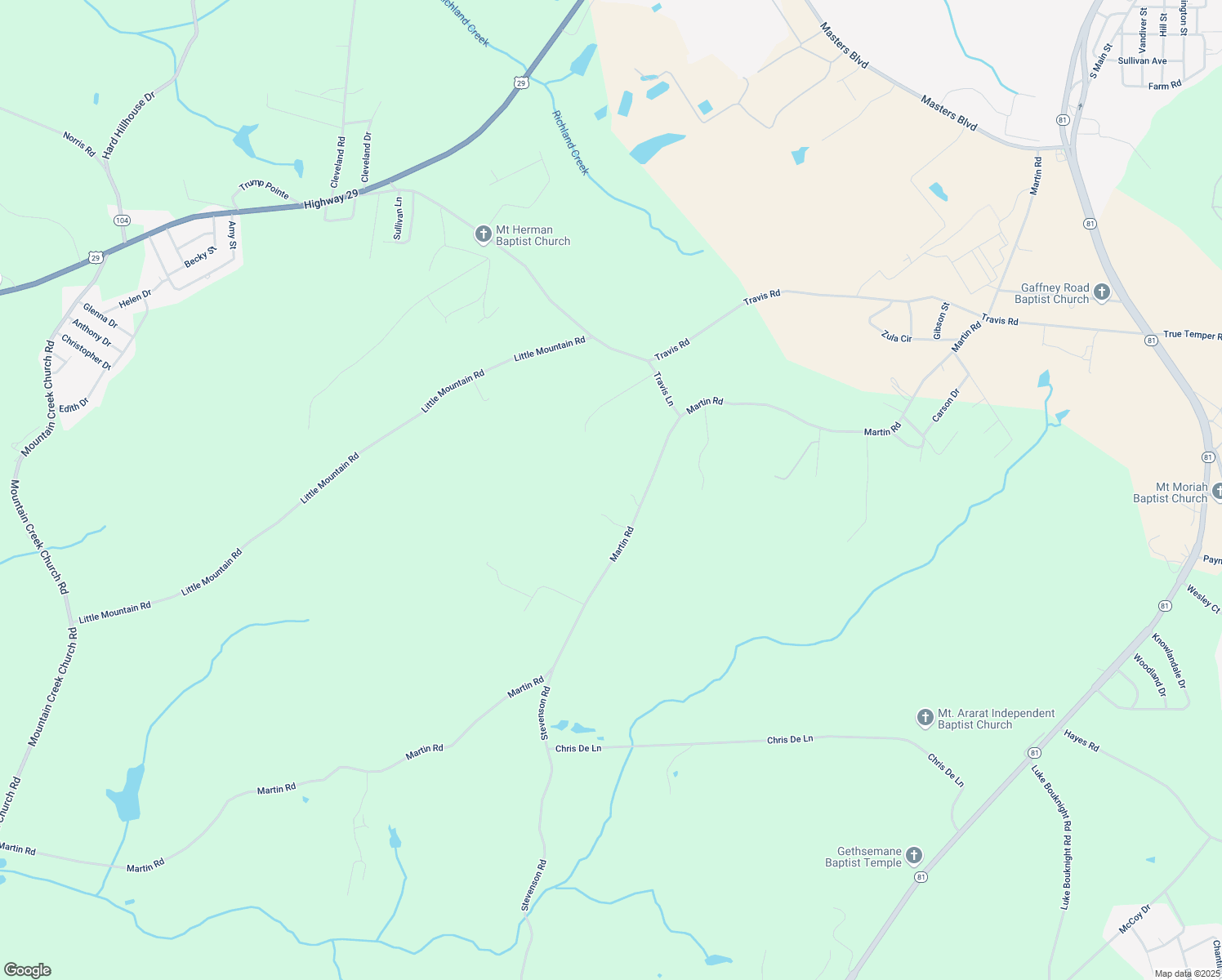 map of restaurants, bars, coffee shops, grocery stores, and more near 860 Martin Road in Starr