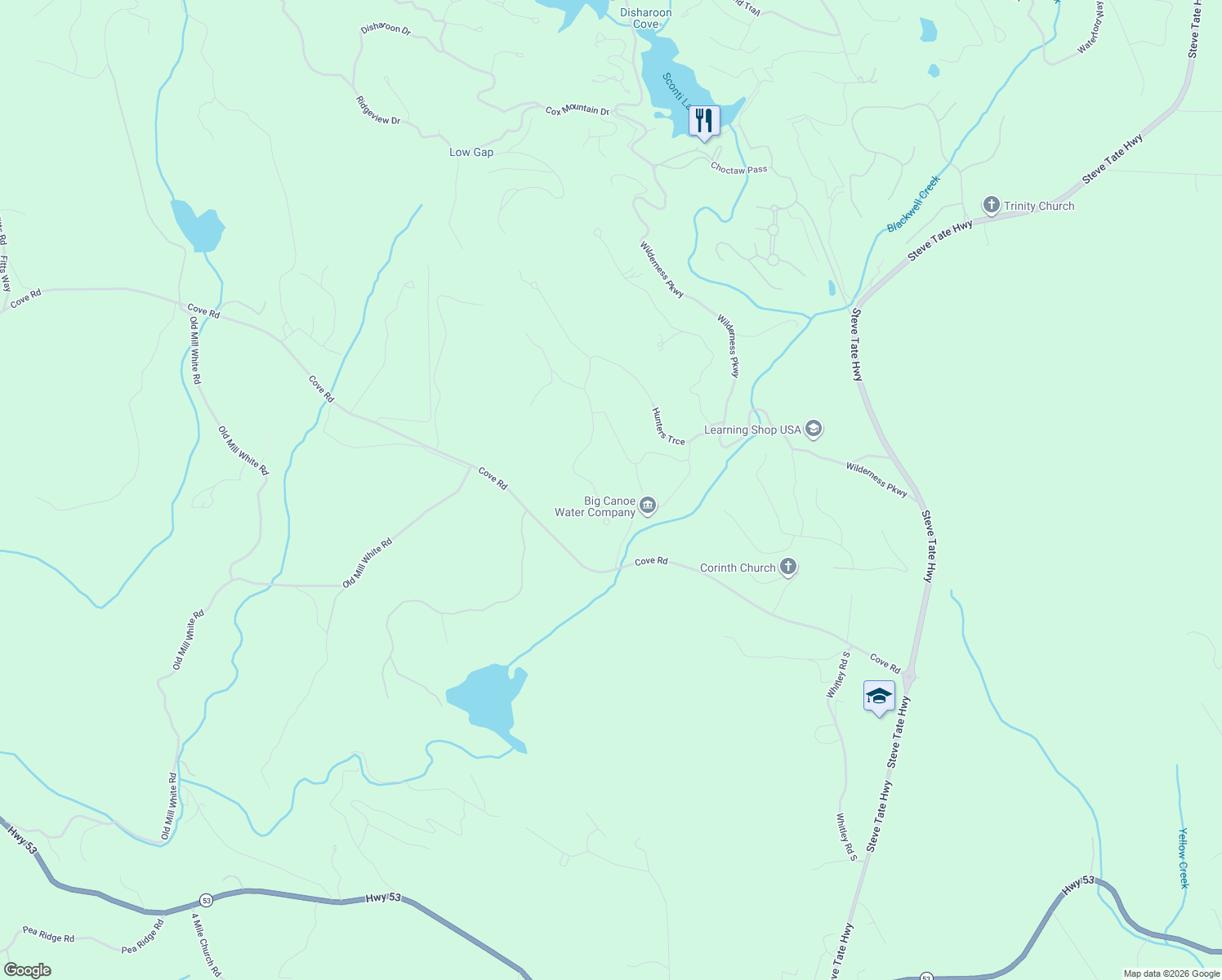 map of restaurants, bars, coffee shops, grocery stores, and more near 997 Hunters Ridge in Big Canoe