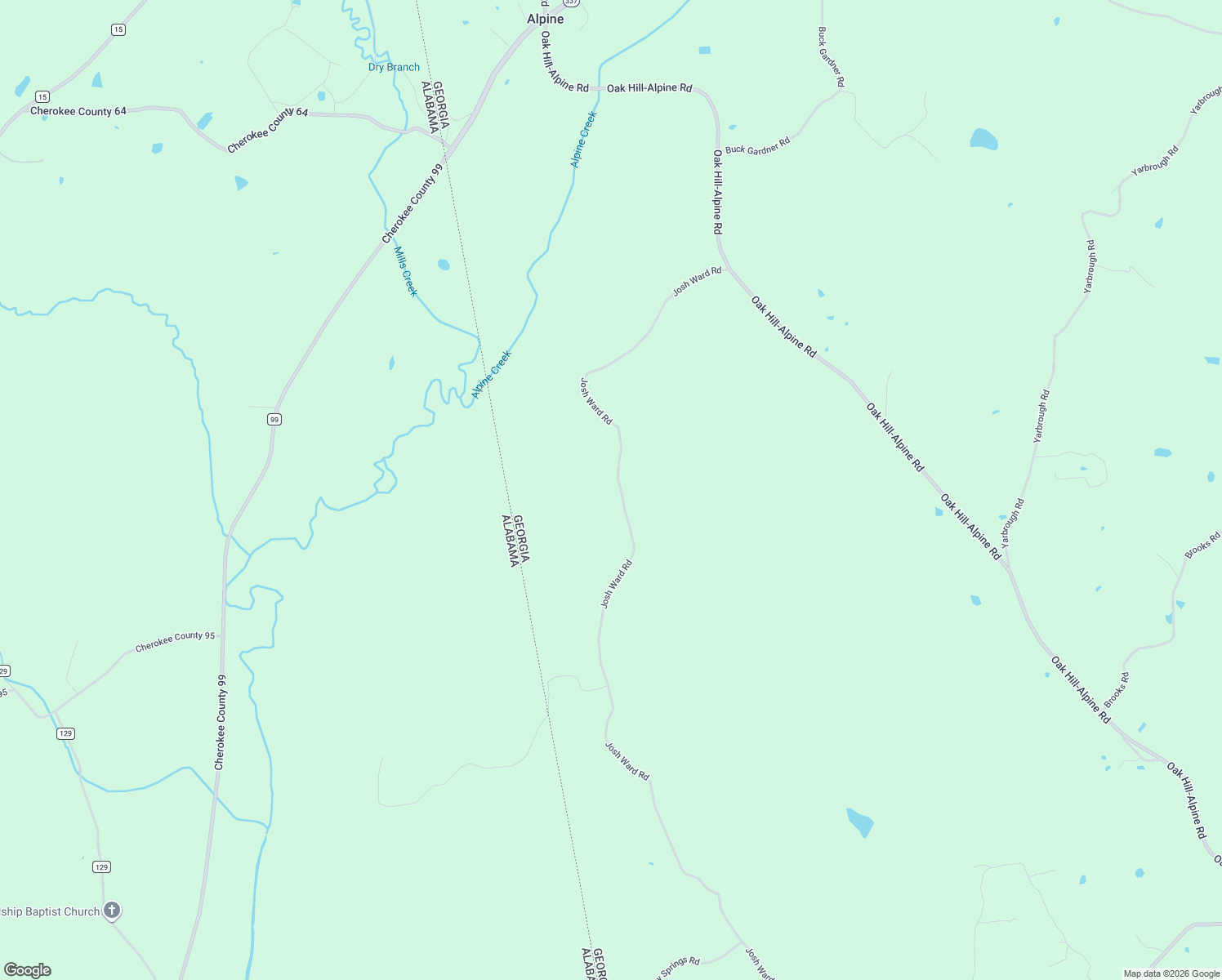 map of restaurants, bars, coffee shops, grocery stores, and more near 3083 Josh Ward Road in Lyerly