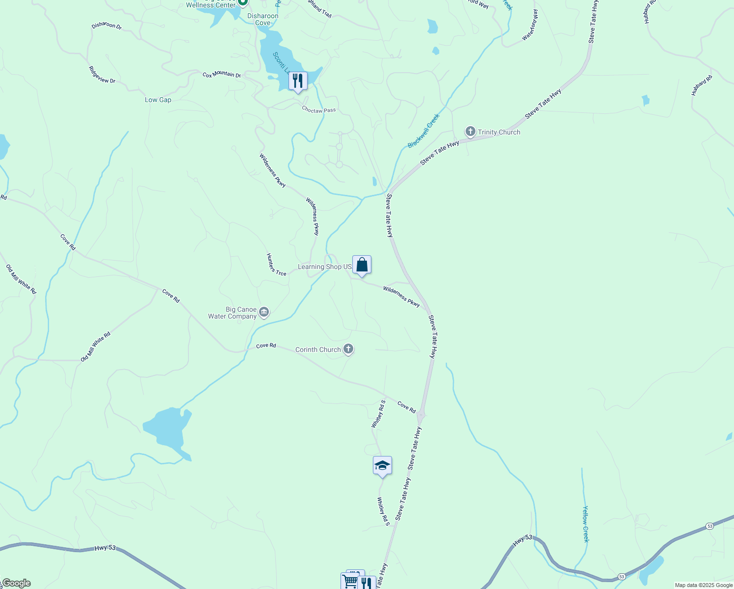 map of restaurants, bars, coffee shops, grocery stores, and more near 209 Wilderness Knoll in Big Canoe
