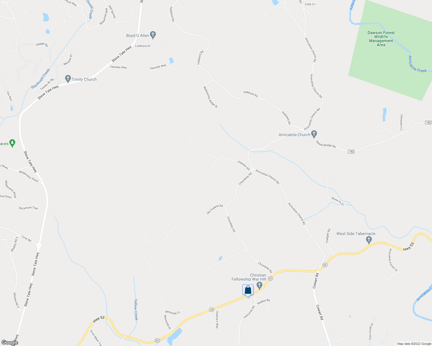 map of restaurants, bars, coffee shops, grocery stores, and more near 9 Ashley Oaks Drive in Dawsonville