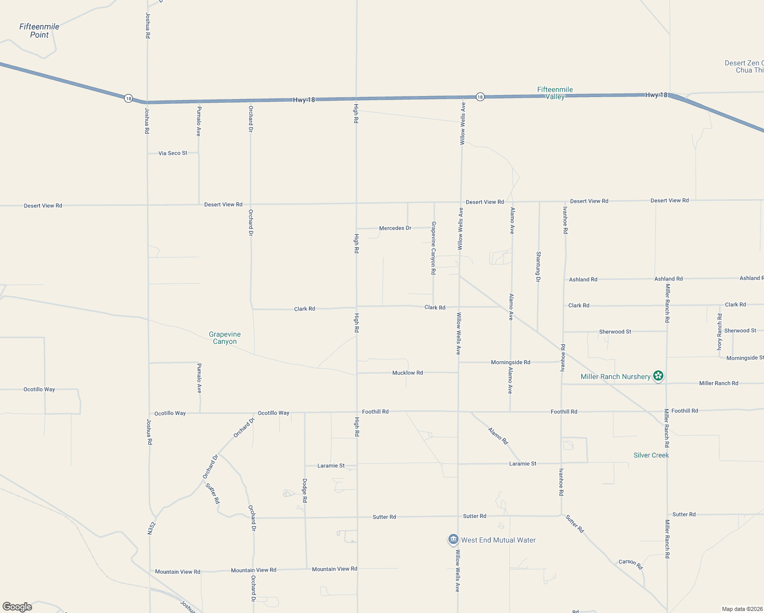 map of restaurants, bars, coffee shops, grocery stores, and more near 28983 Clark Road in Lucerne Valley