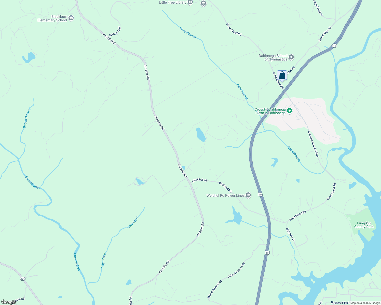 map of restaurants, bars, coffee shops, grocery stores, and more near 147 Whelchel Valley Drive in Dawsonville