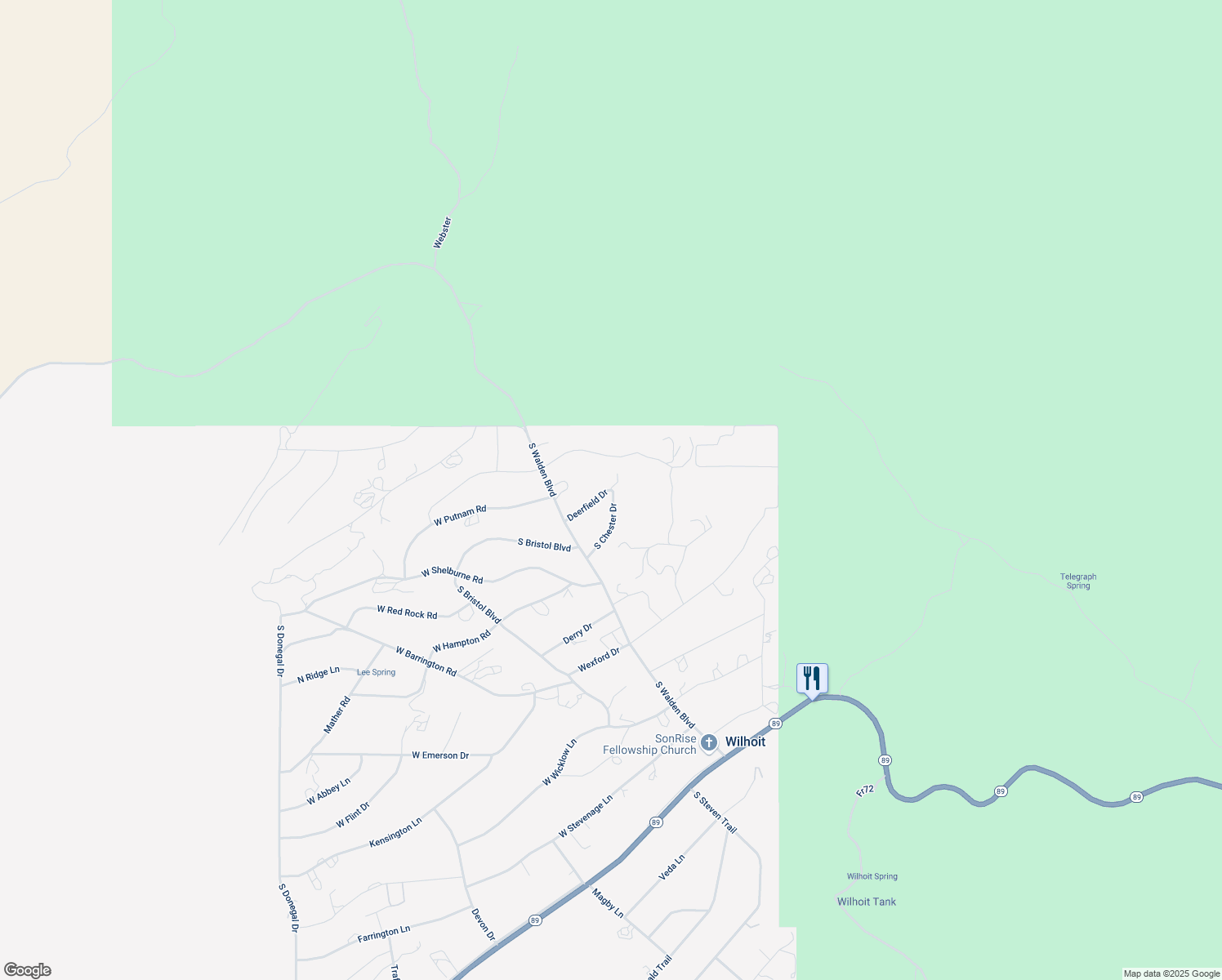 map of restaurants, bars, coffee shops, grocery stores, and more near 7682 West Deerfield Drive in Wilhoit