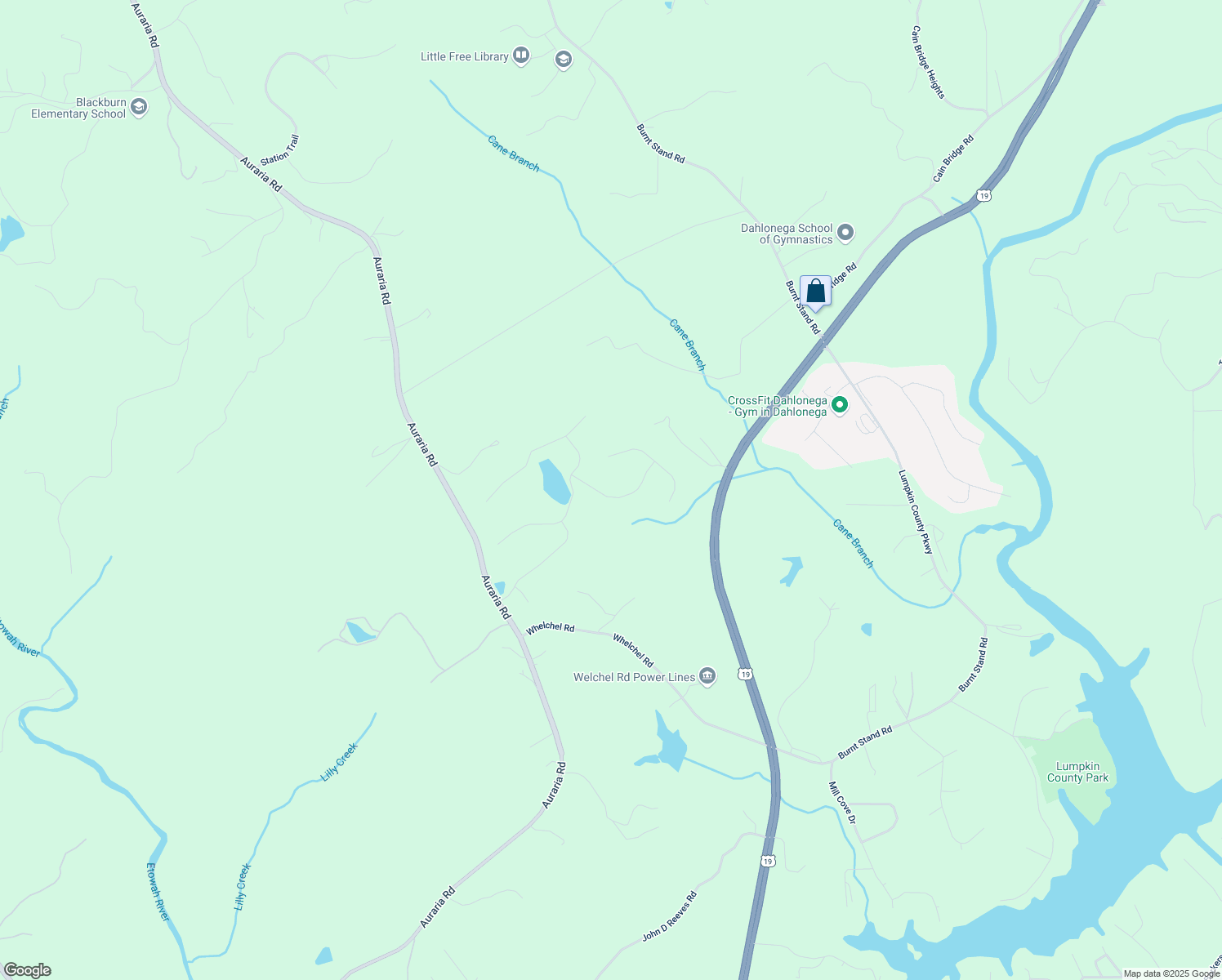 map of restaurants, bars, coffee shops, grocery stores, and more near 91 Blue Sky Drive in Dawsonville