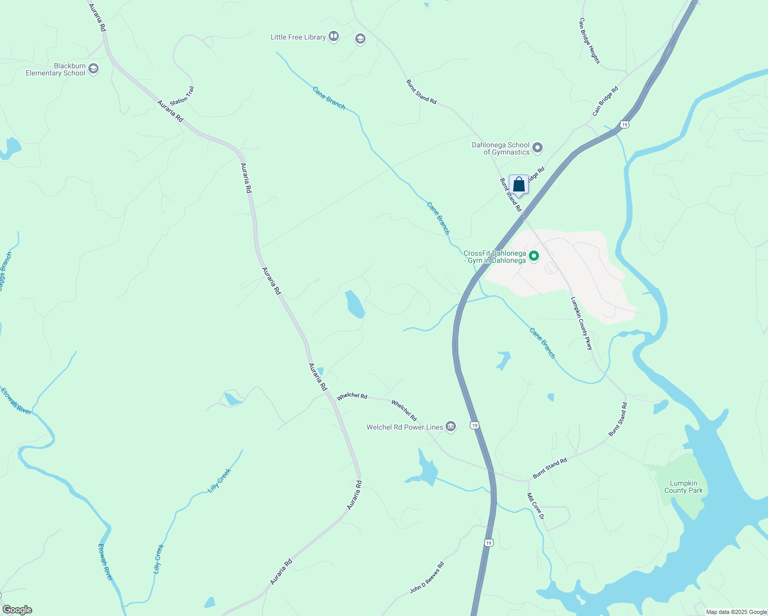map of restaurants, bars, coffee shops, grocery stores, and more near 91 Blue Sky Drive in Dawsonville
