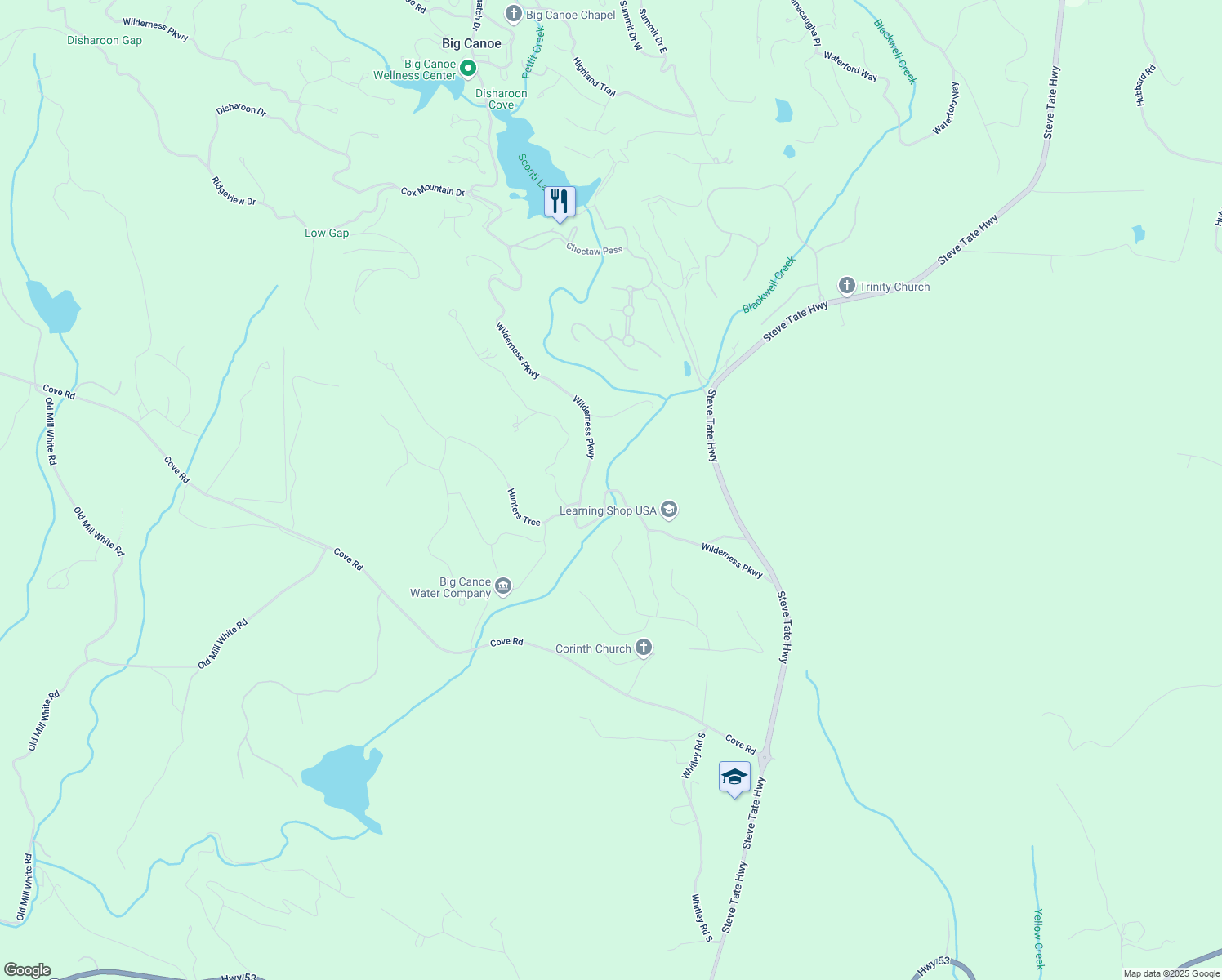 map of restaurants, bars, coffee shops, grocery stores, and more near 8167 Wilderness Parkway in Jasper