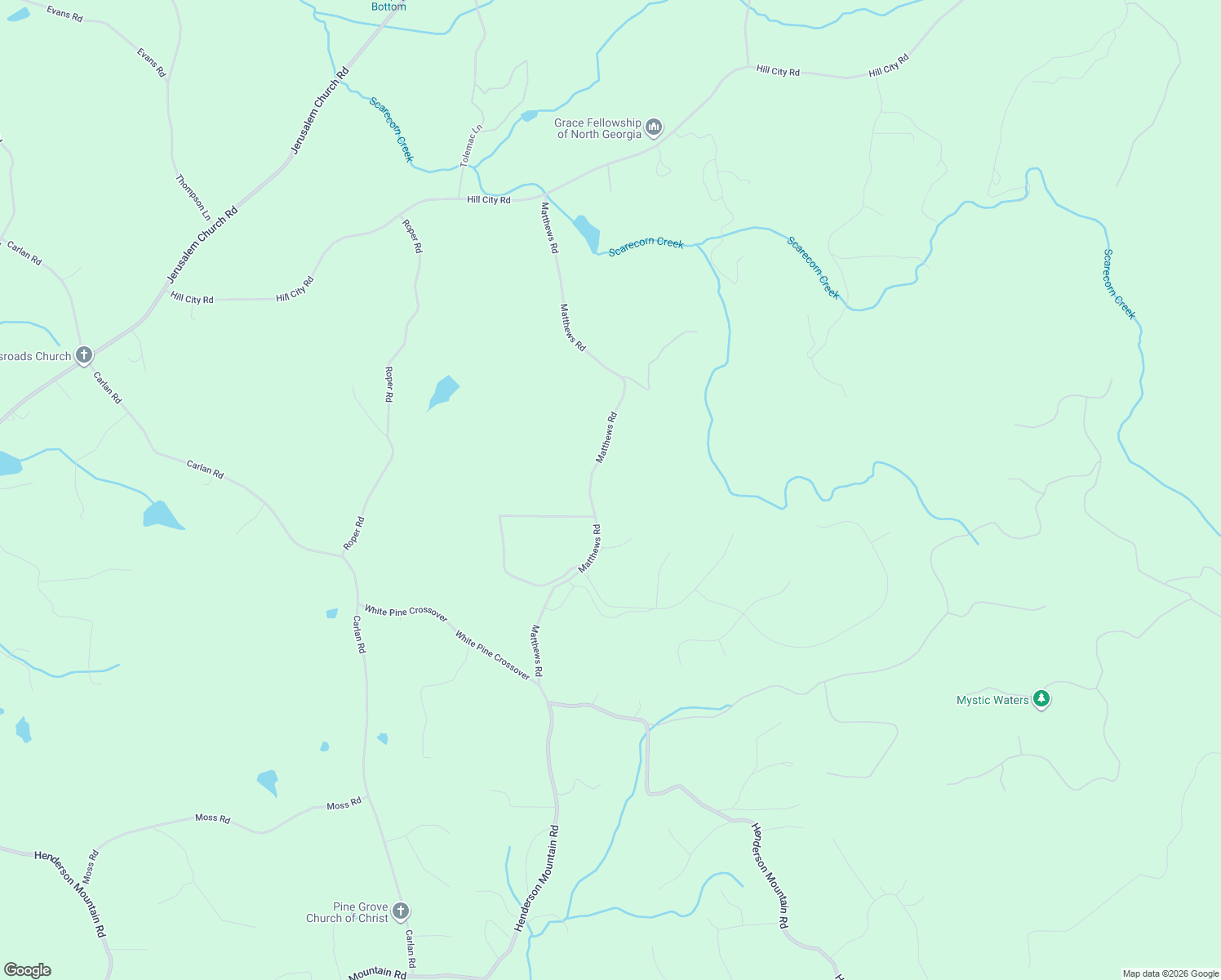 map of restaurants, bars, coffee shops, grocery stores, and more near 923 Matthews Road in Jasper