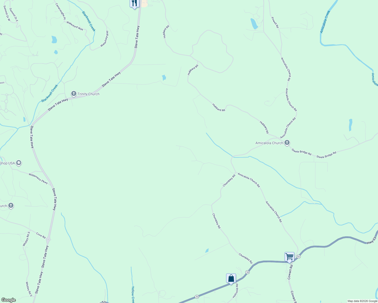 map of restaurants, bars, coffee shops, grocery stores, and more near 522 Pittman Road in Dawsonville