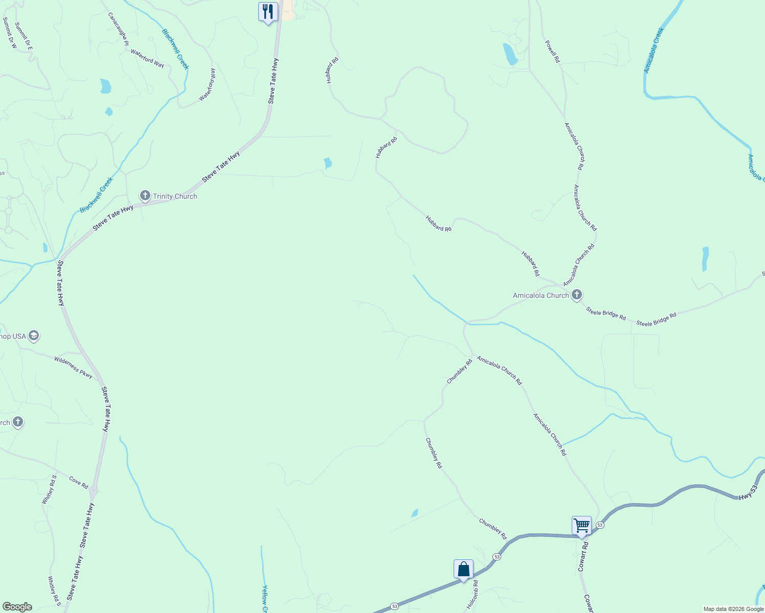 map of restaurants, bars, coffee shops, grocery stores, and more near 522 Pittman Road in Dawsonville