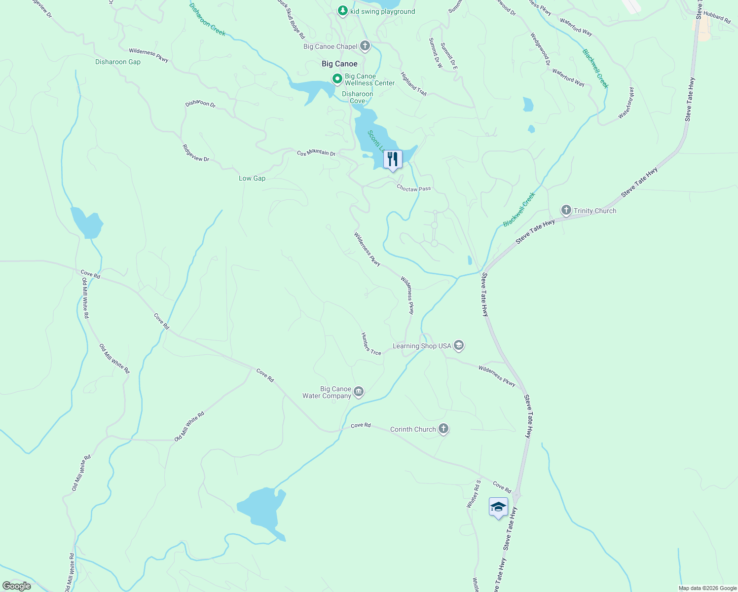map of restaurants, bars, coffee shops, grocery stores, and more near 71 Pinto Place in Jasper