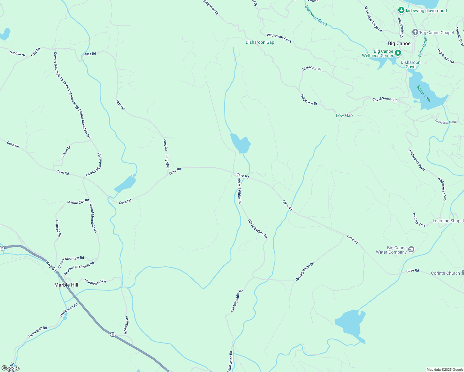 map of restaurants, bars, coffee shops, grocery stores, and more near 230 Old Mill White Road in Jasper