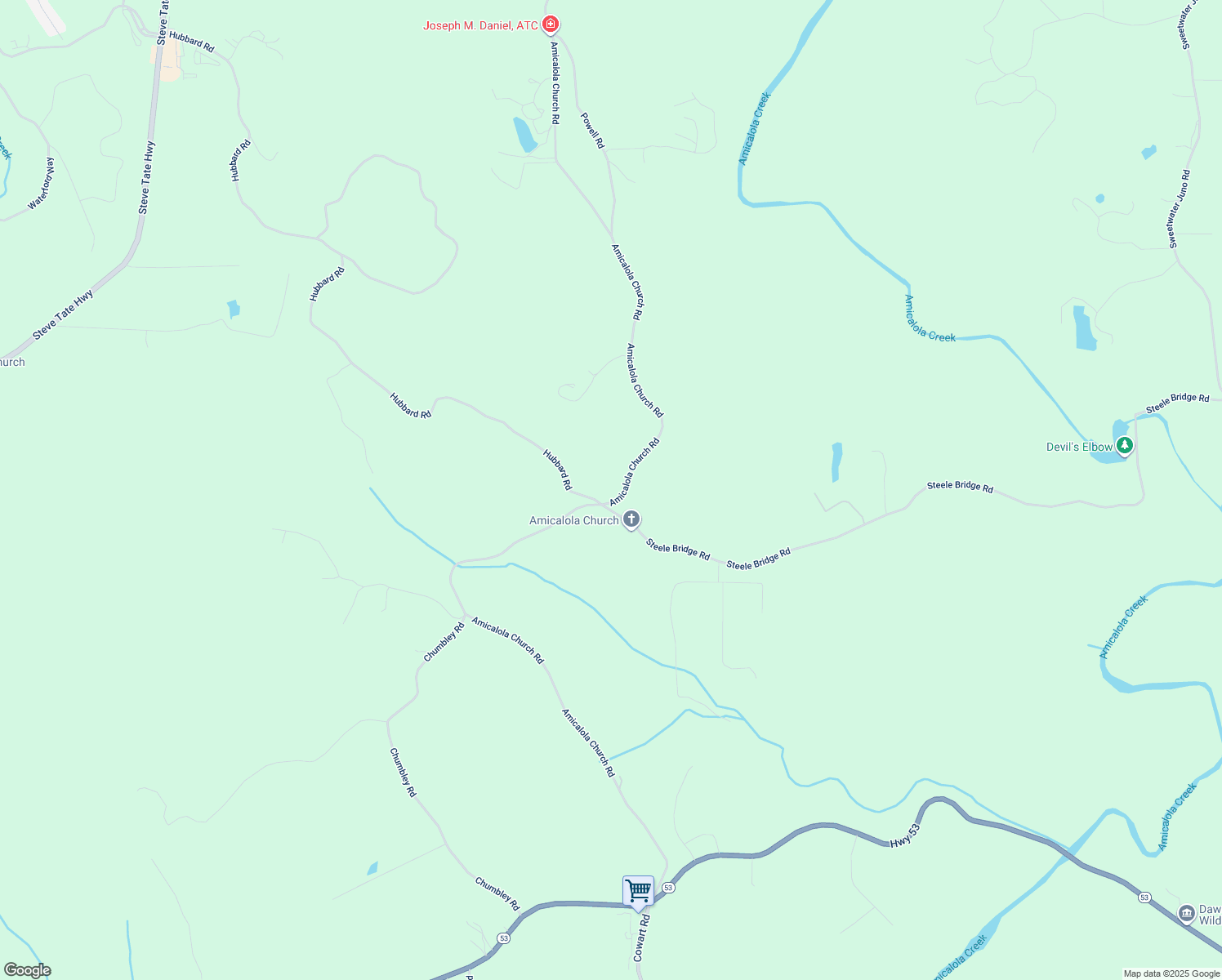 map of restaurants, bars, coffee shops, grocery stores, and more near 0 Hubbard Road in Dawsonville