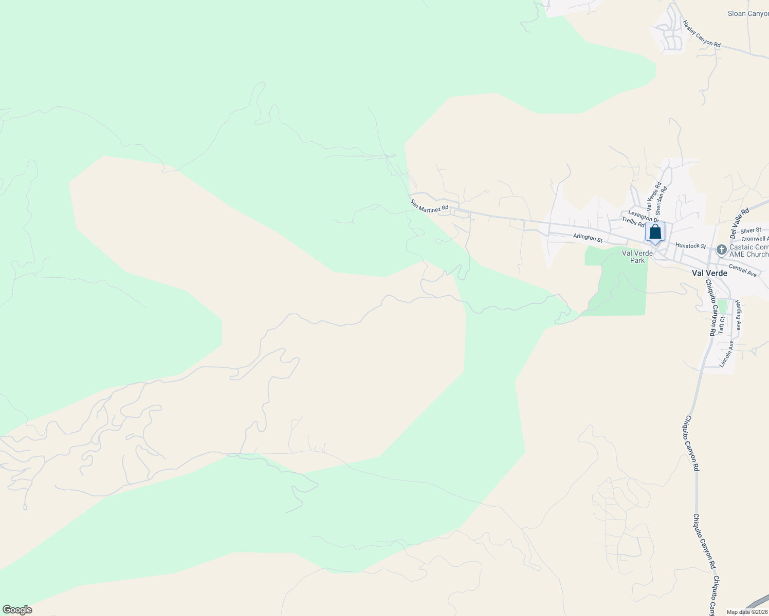 map of restaurants, bars, coffee shops, grocery stores, and more near Loma Verde Mountainway in Castaic