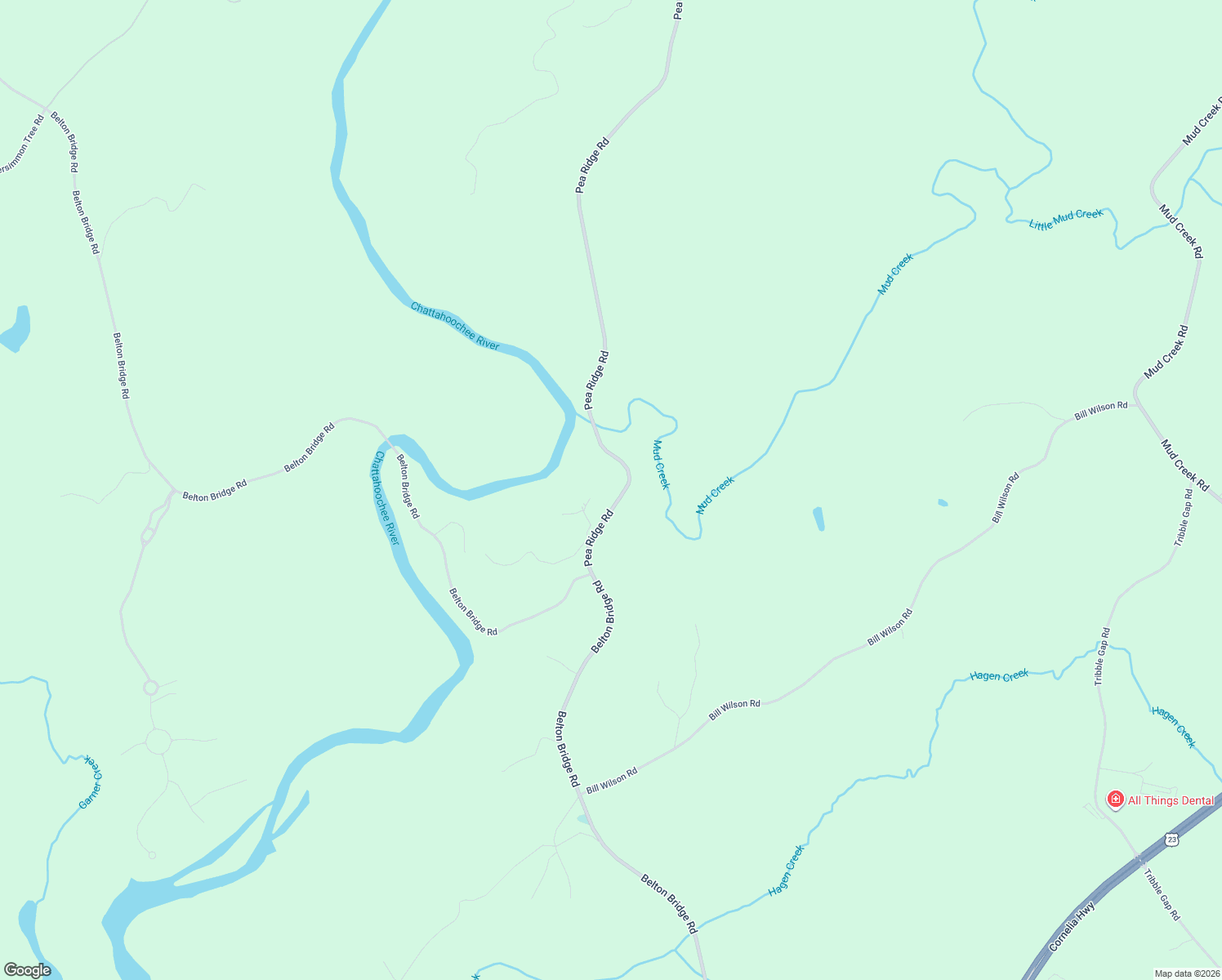map of restaurants, bars, coffee shops, grocery stores, and more near 7657 Pea Ridge Road in Lula