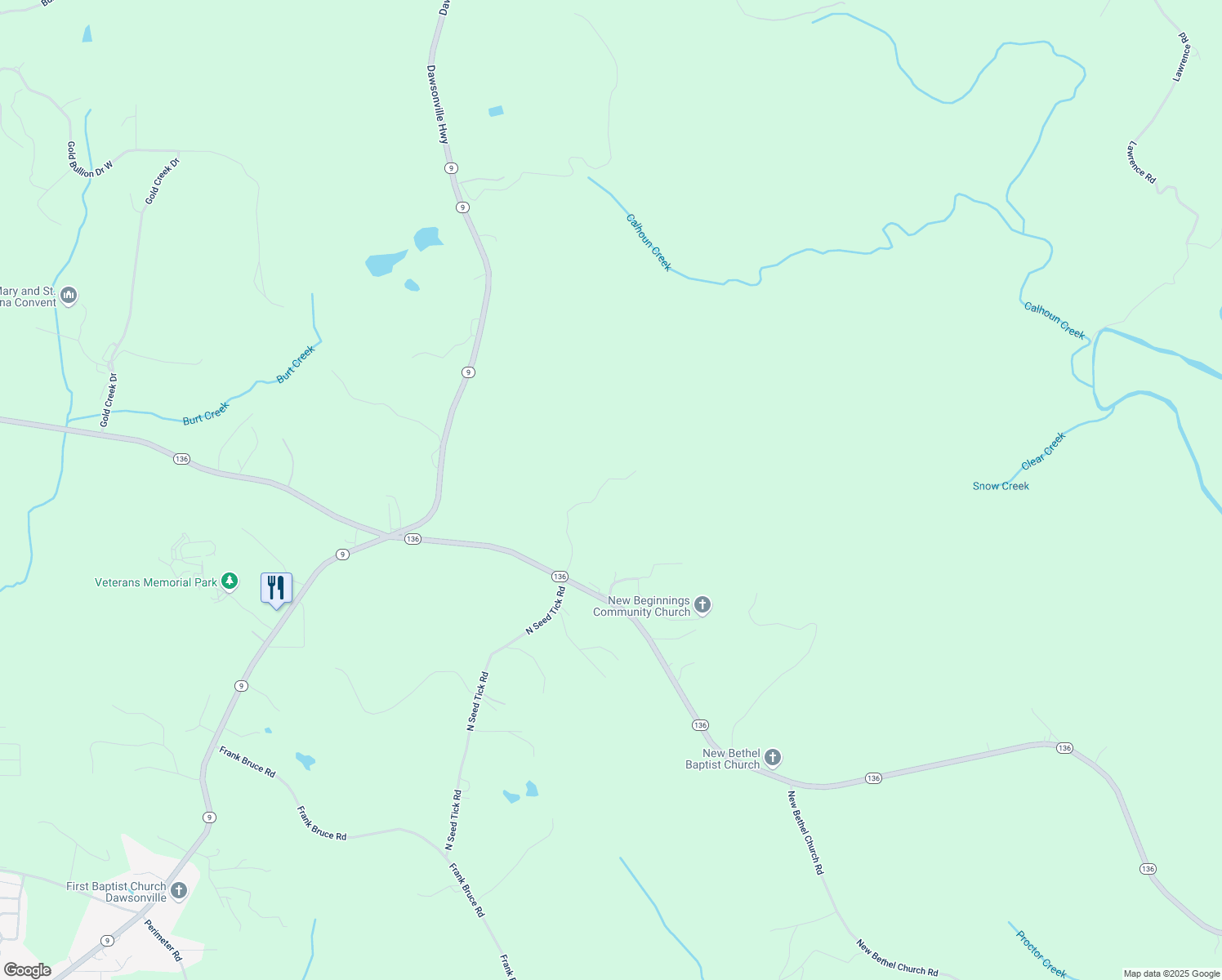 map of restaurants, bars, coffee shops, grocery stores, and more near 344 Herman Rice Road in Dawsonville