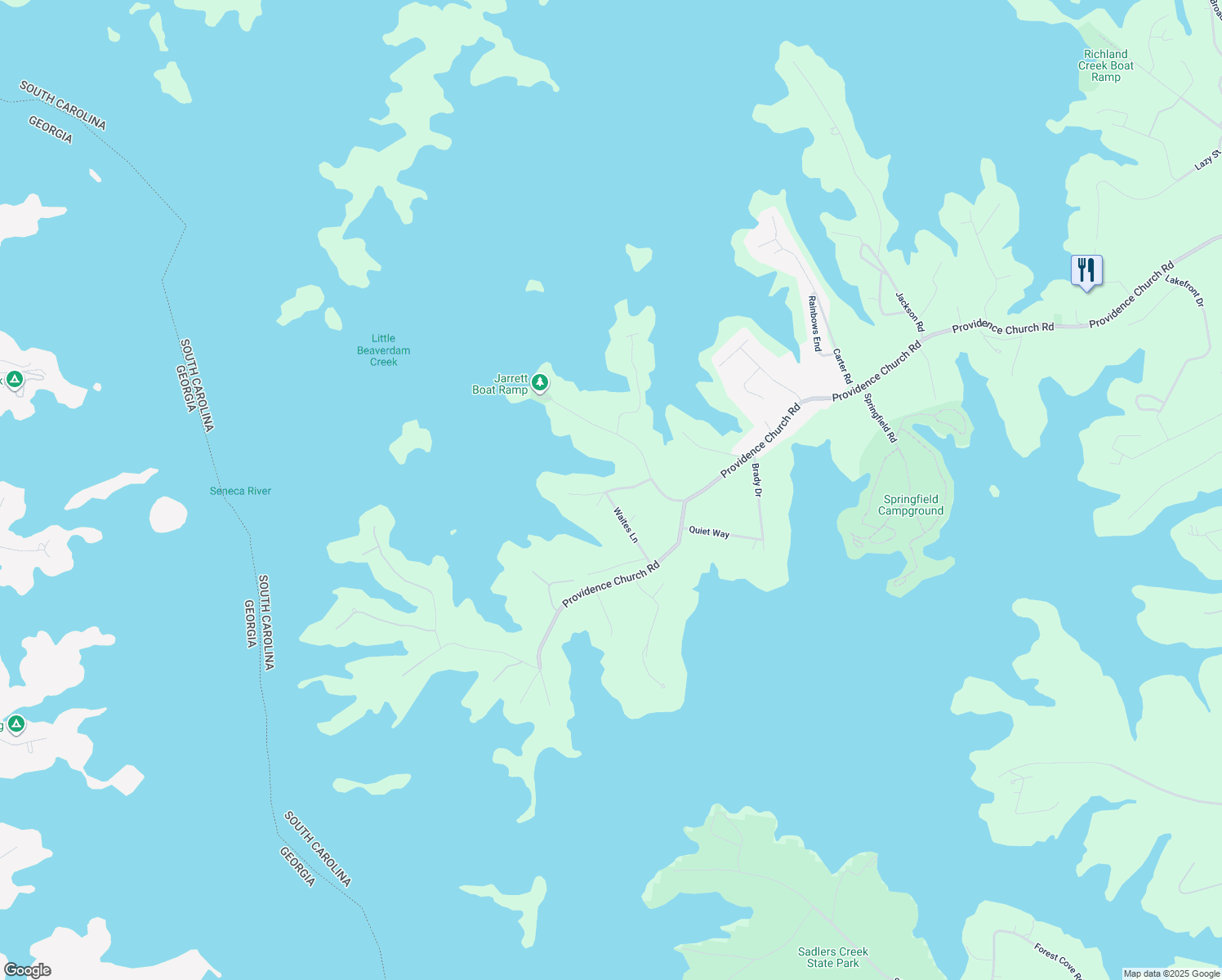 map of restaurants, bars, coffee shops, grocery stores, and more near 199 Lakeview in Anderson