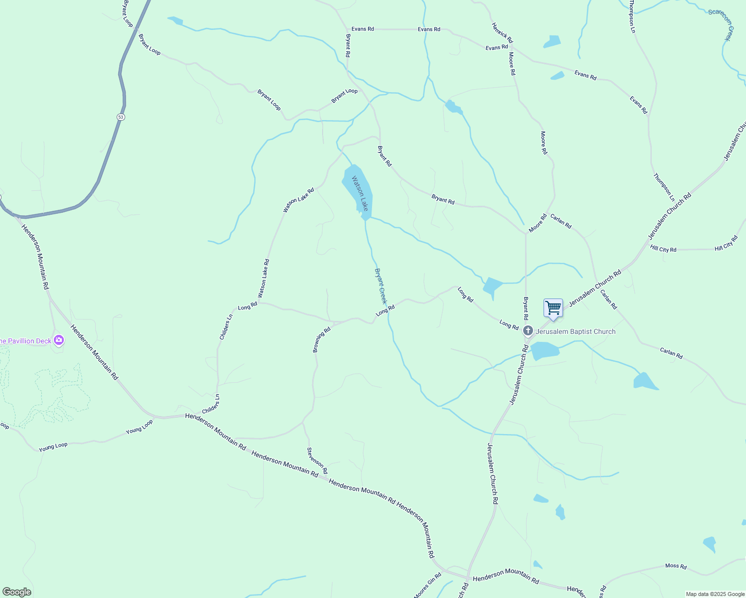 map of restaurants, bars, coffee shops, grocery stores, and more near 740 Long Road in Ranger
