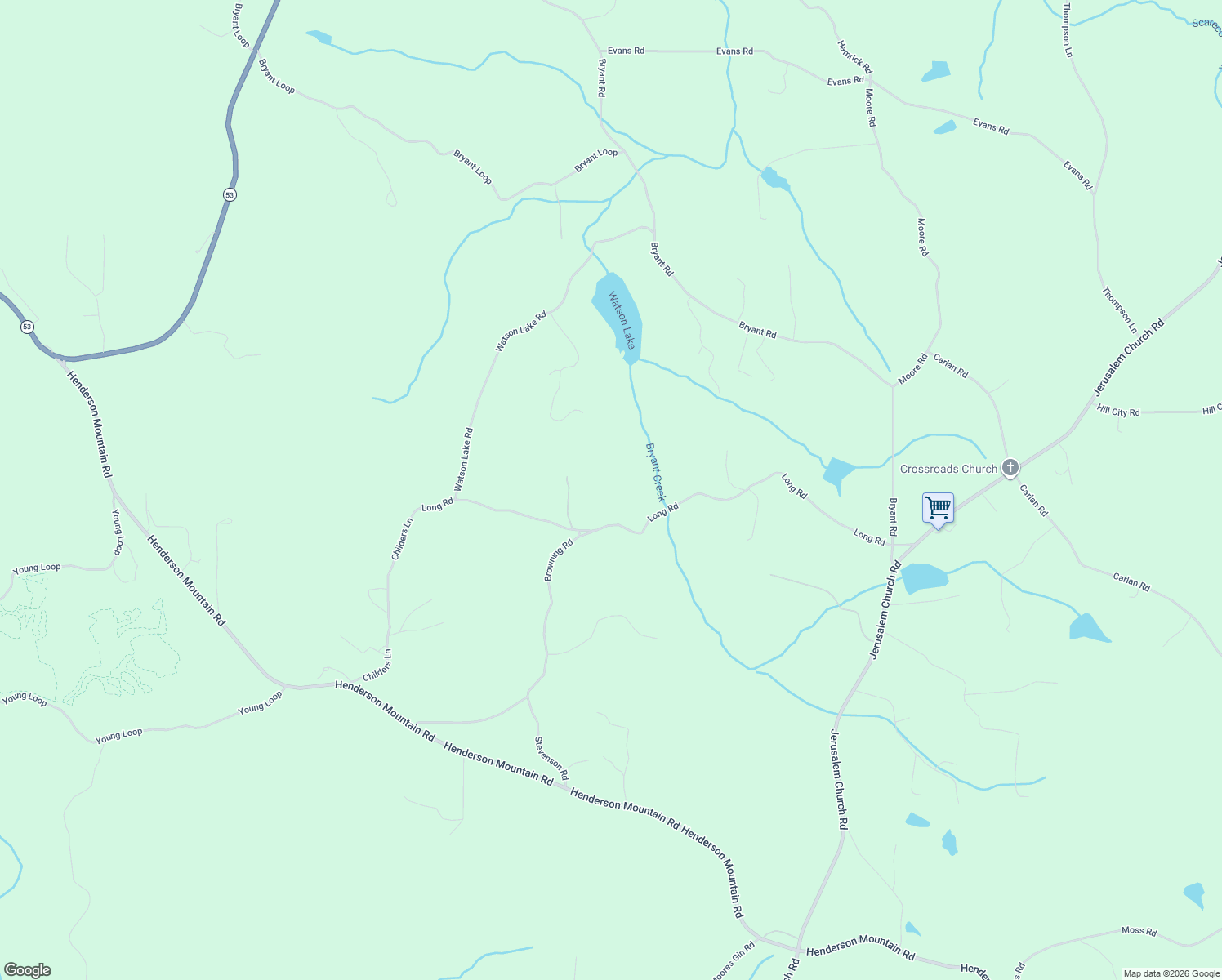 map of restaurants, bars, coffee shops, grocery stores, and more near 1054 Long Rd in Ranger