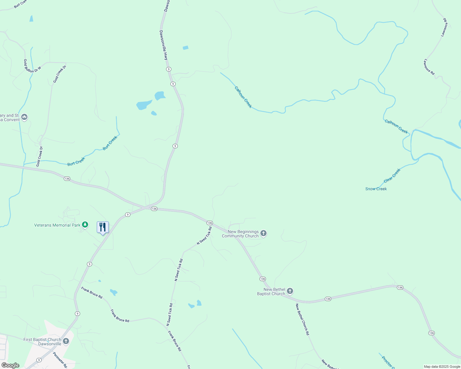 map of restaurants, bars, coffee shops, grocery stores, and more near 344 Herman Rice Road in Dawsonville