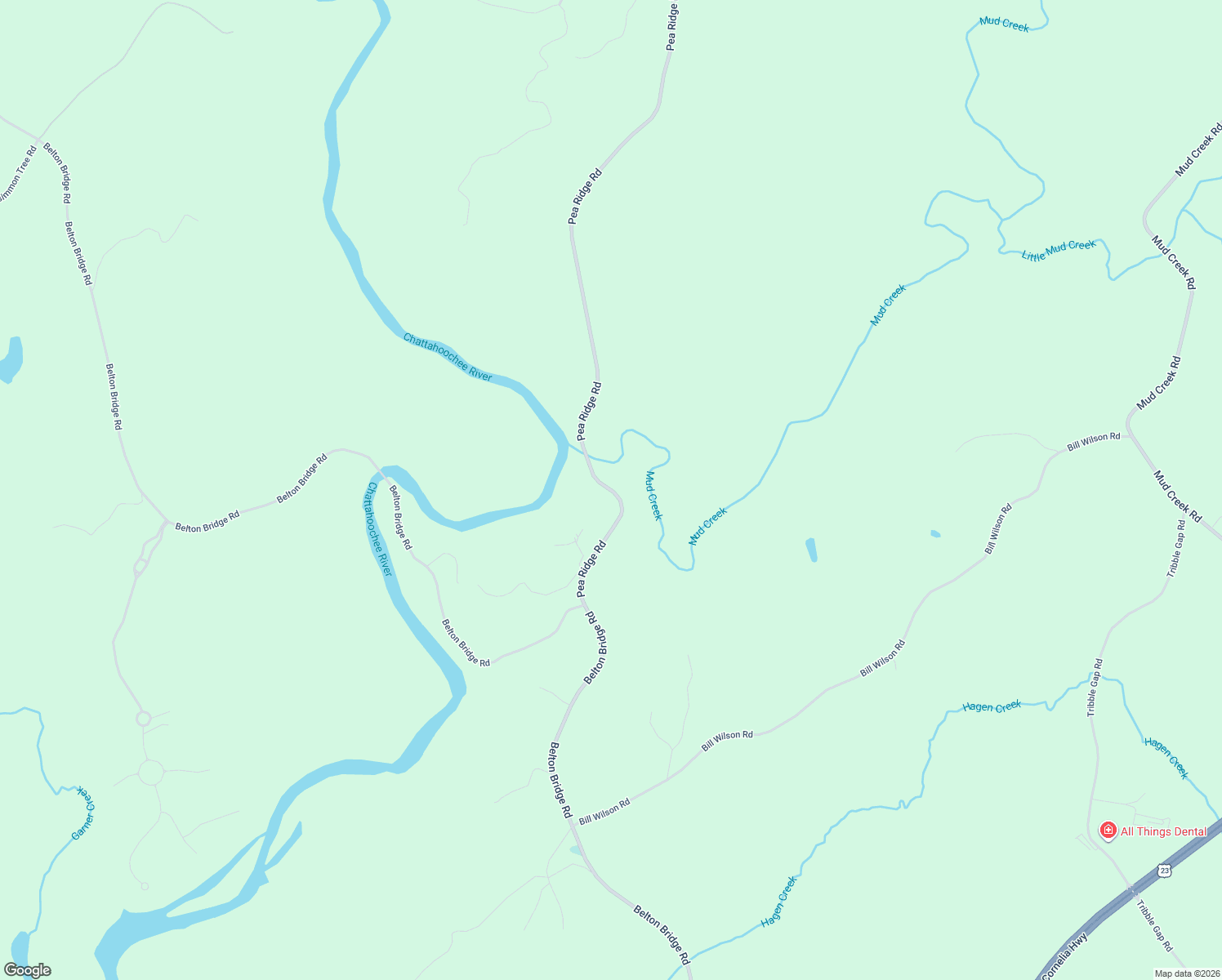 map of restaurants, bars, coffee shops, grocery stores, and more near 7668 Pea Ridge Road in Lula