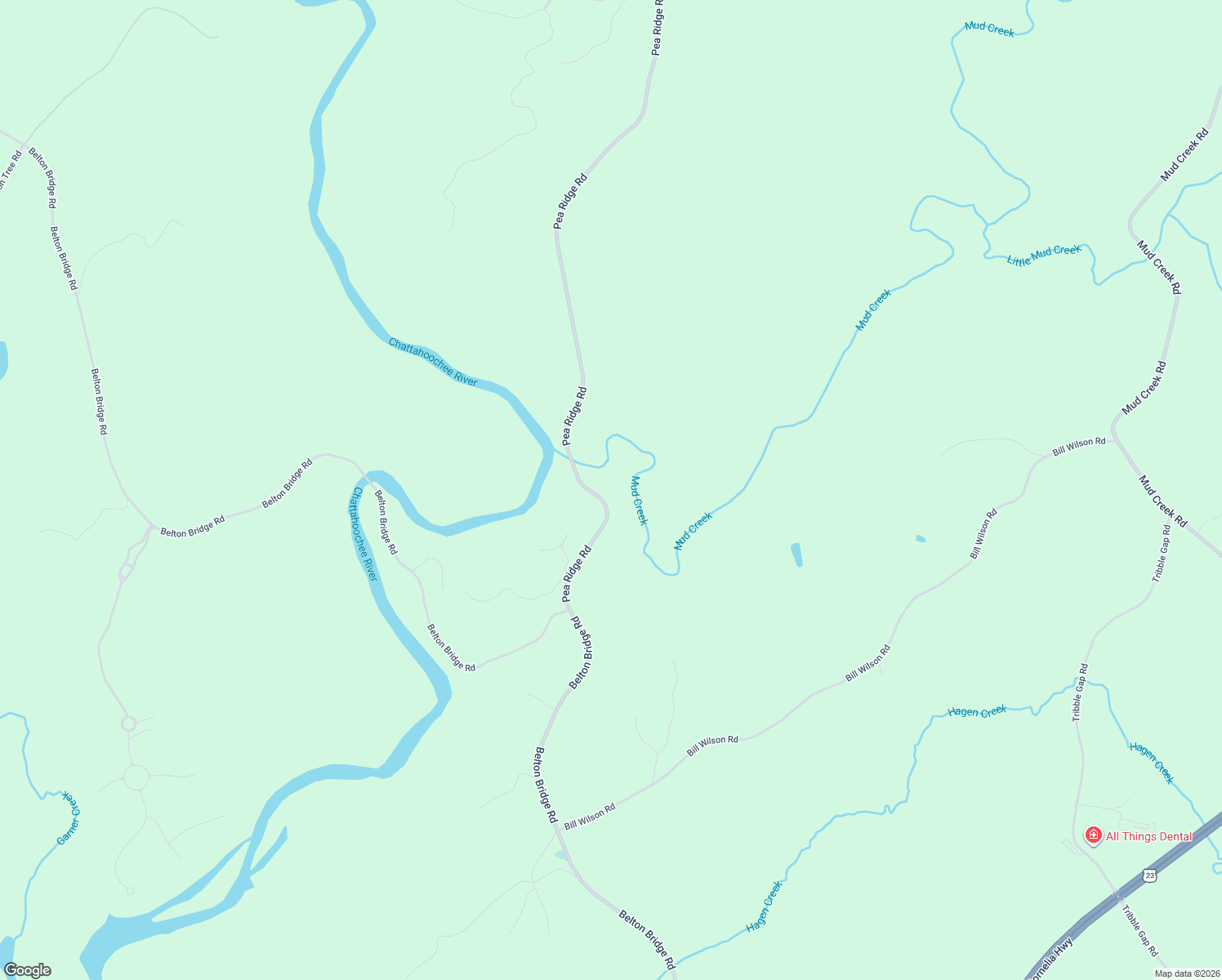 map of restaurants, bars, coffee shops, grocery stores, and more near 7668 Pea Ridge Road in Lula