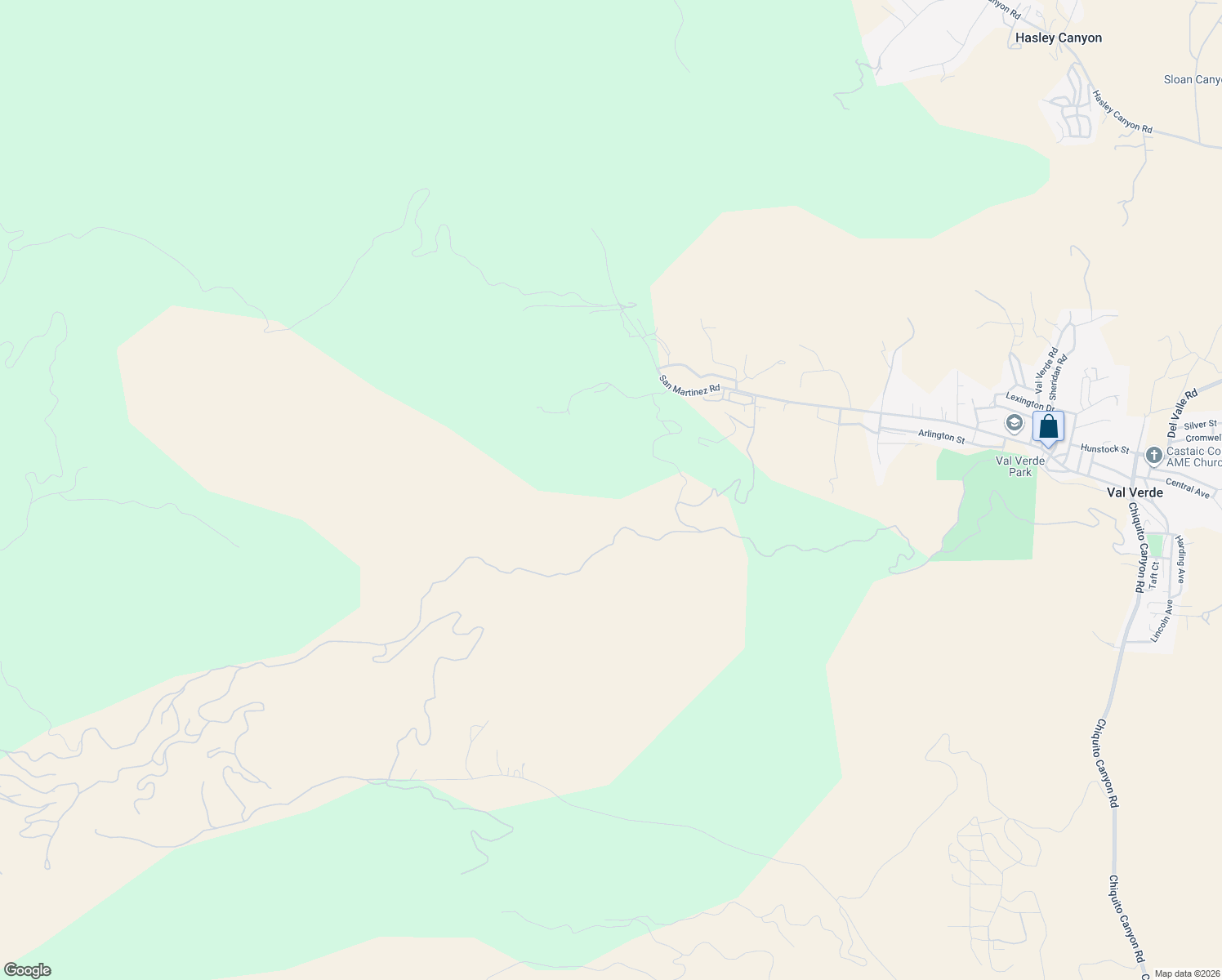 map of restaurants, bars, coffee shops, grocery stores, and more near Loma Verde Mountainway in Castaic