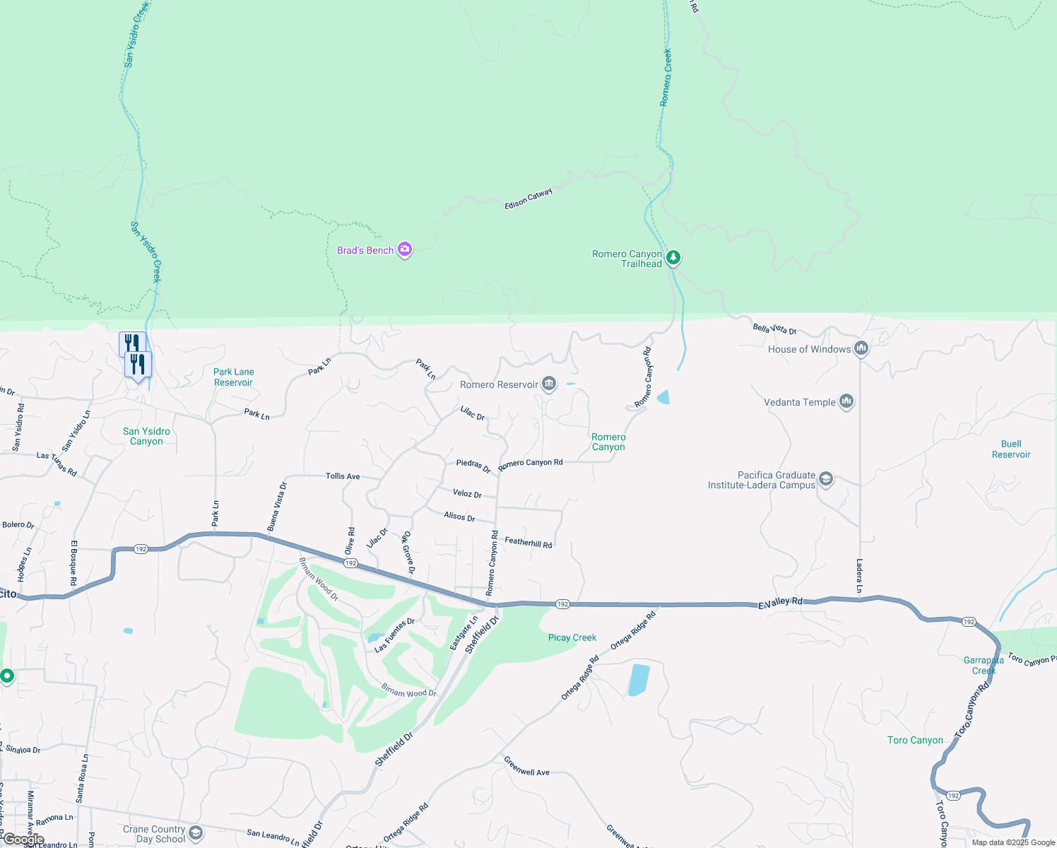 map of restaurants, bars, coffee shops, grocery stores, and more near 777 Romero Canyon Road in Montecito