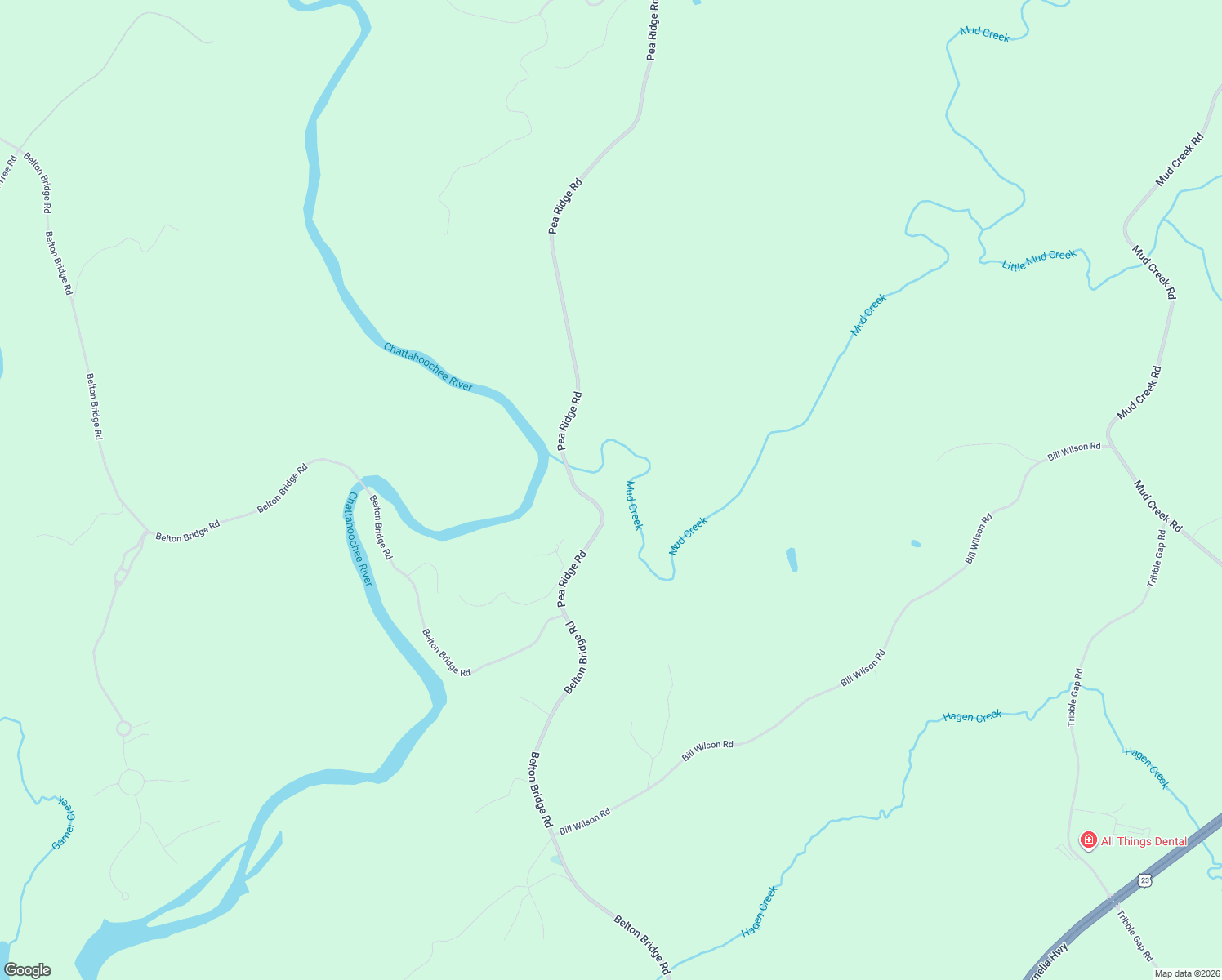 map of restaurants, bars, coffee shops, grocery stores, and more near 7668 Pea Ridge Road in Lula