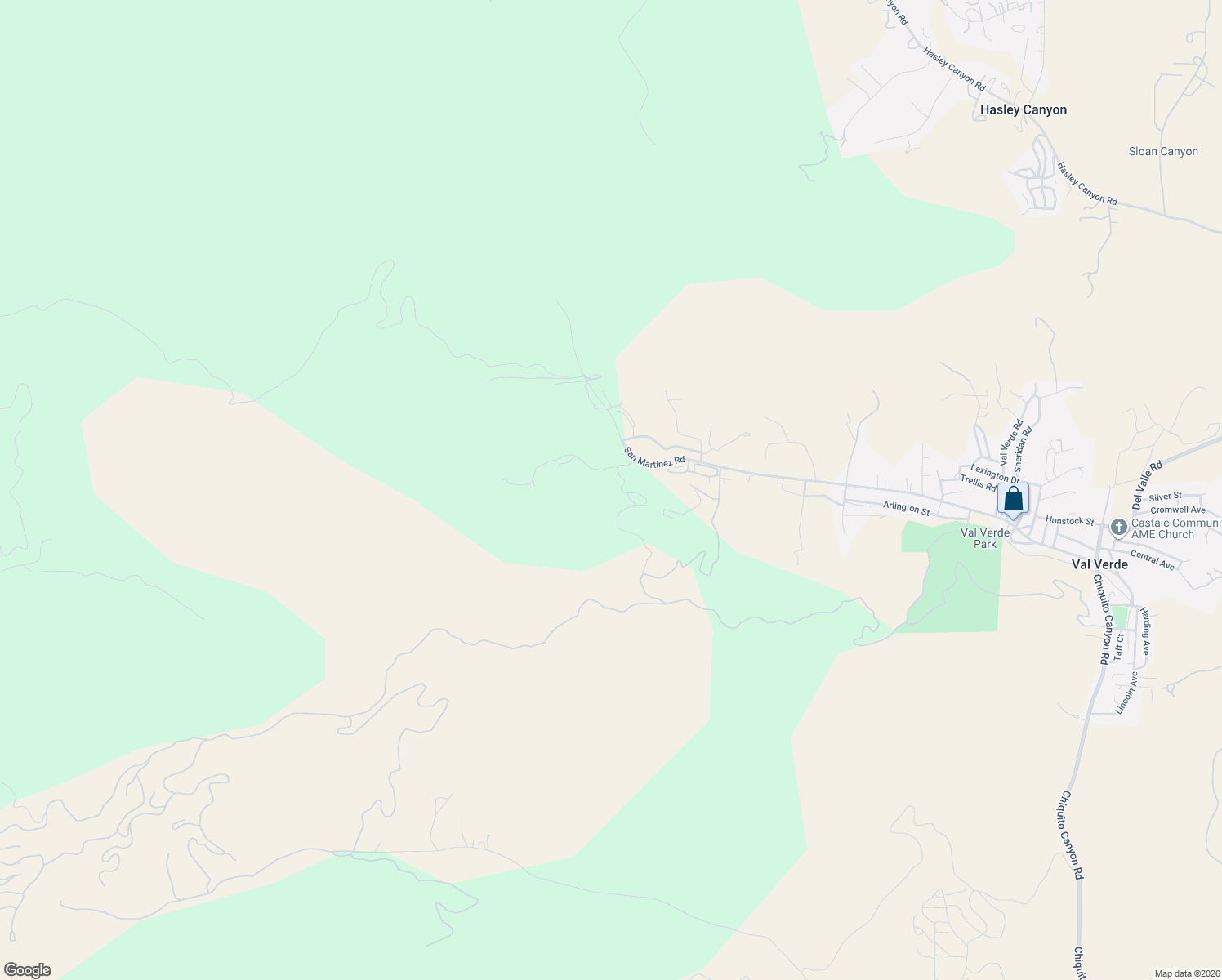 map of restaurants, bars, coffee shops, grocery stores, and more near San Martinez Road in Castaic